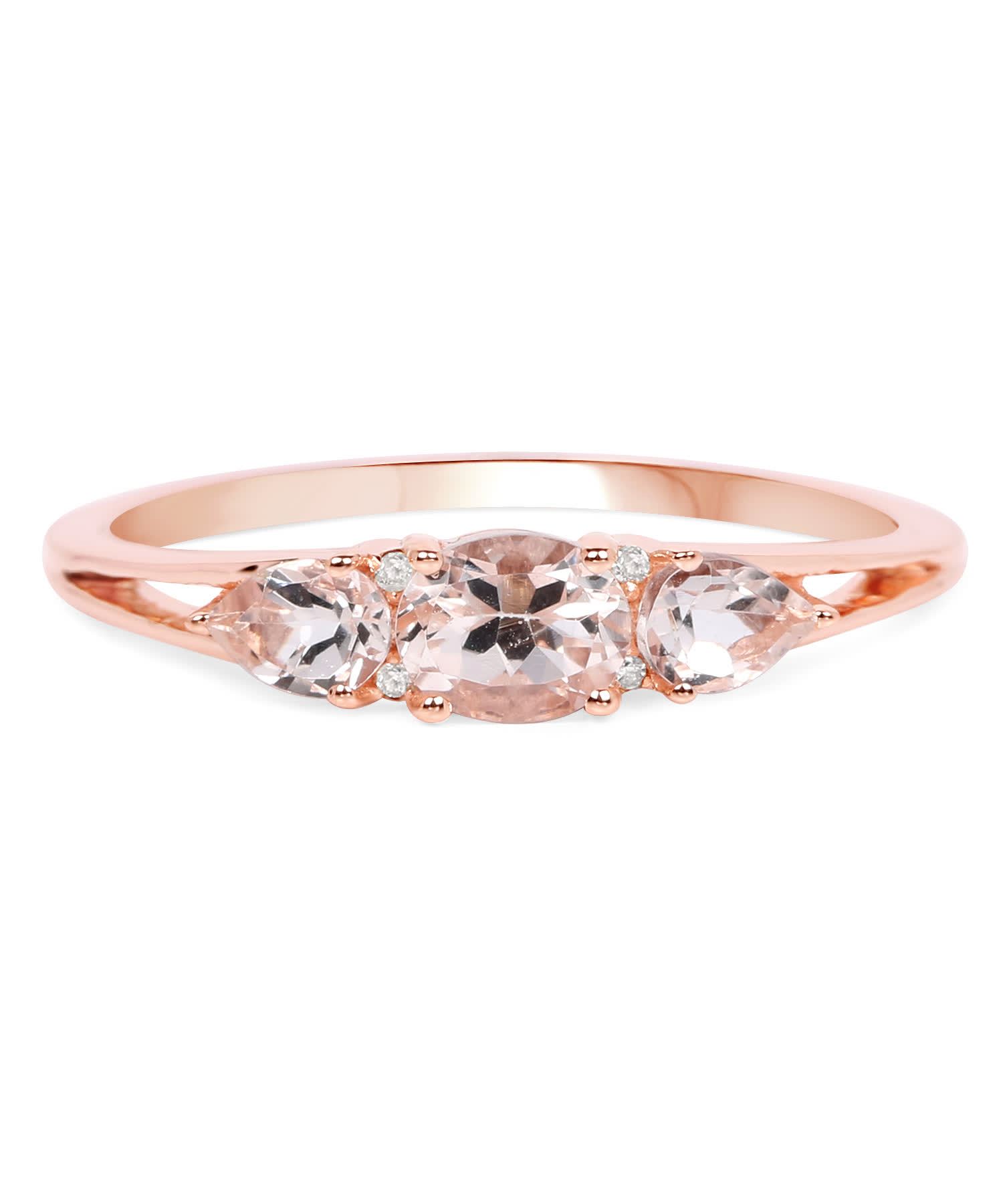 0.52ctw Natural Light Pink Morganite and Diamond 14k Gold Right Hand Ring View 3