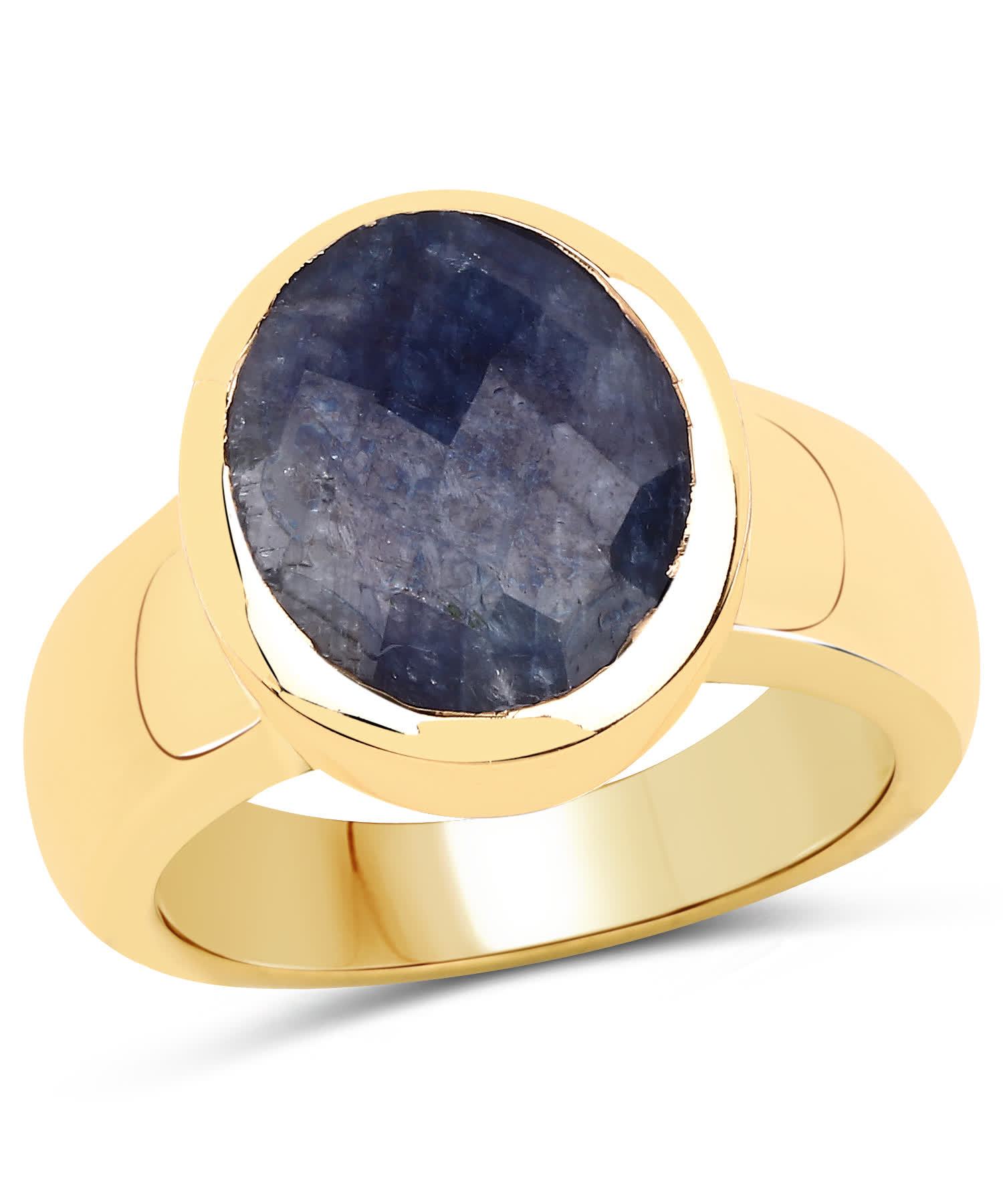 5.25ctw Natural Midnight Blue Sapphire 14k Gold Plated Ring View 1
