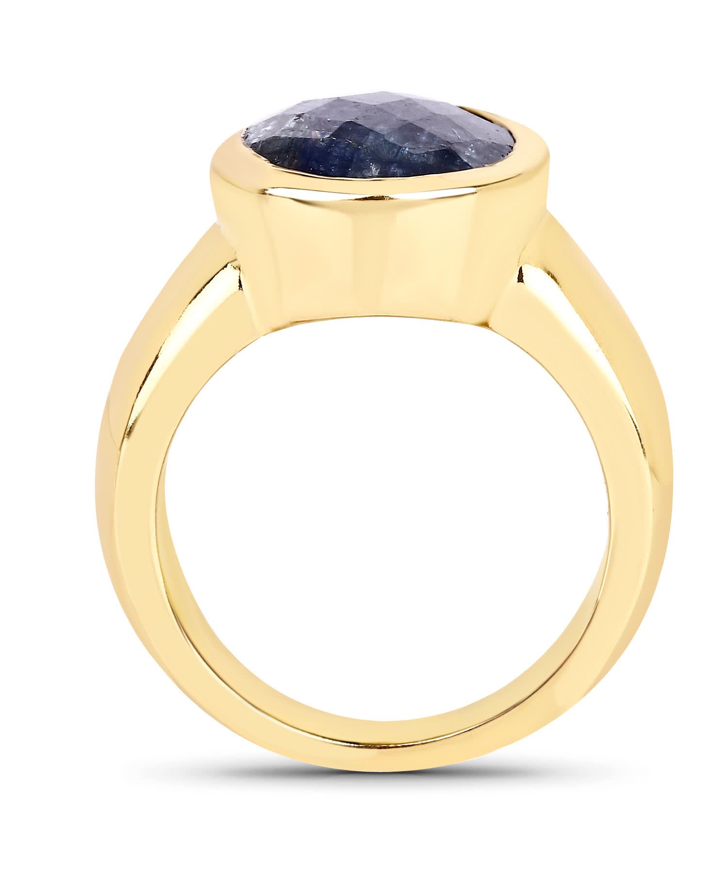 5.25ctw Natural Midnight Blue Sapphire 14k Gold Plated Ring View 2