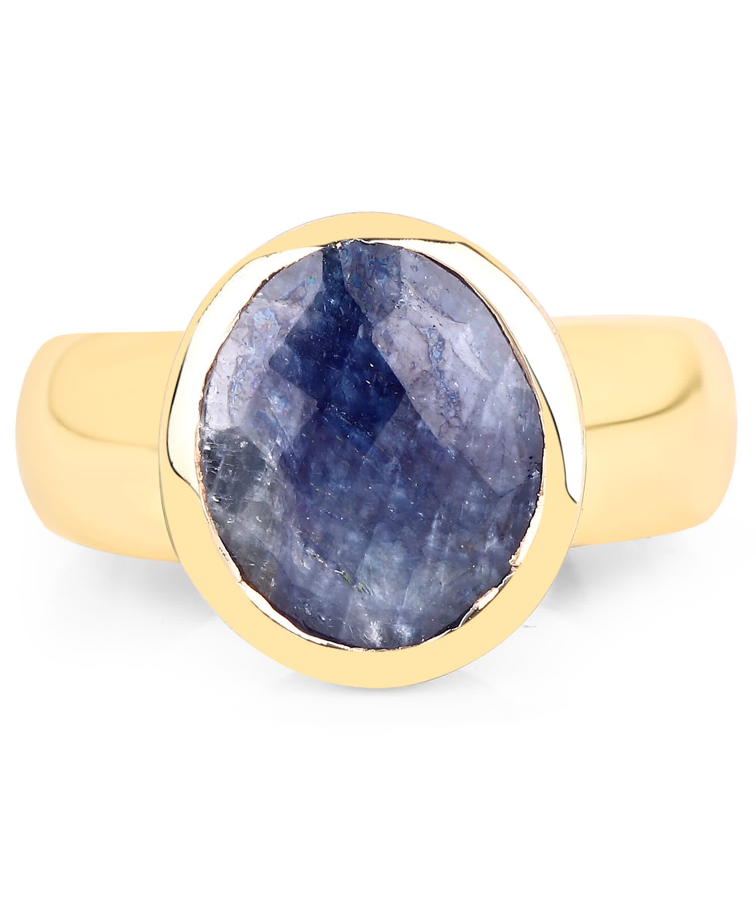 5.25ctw Natural Midnight Blue Sapphire 14k Gold Plated Ring View 3