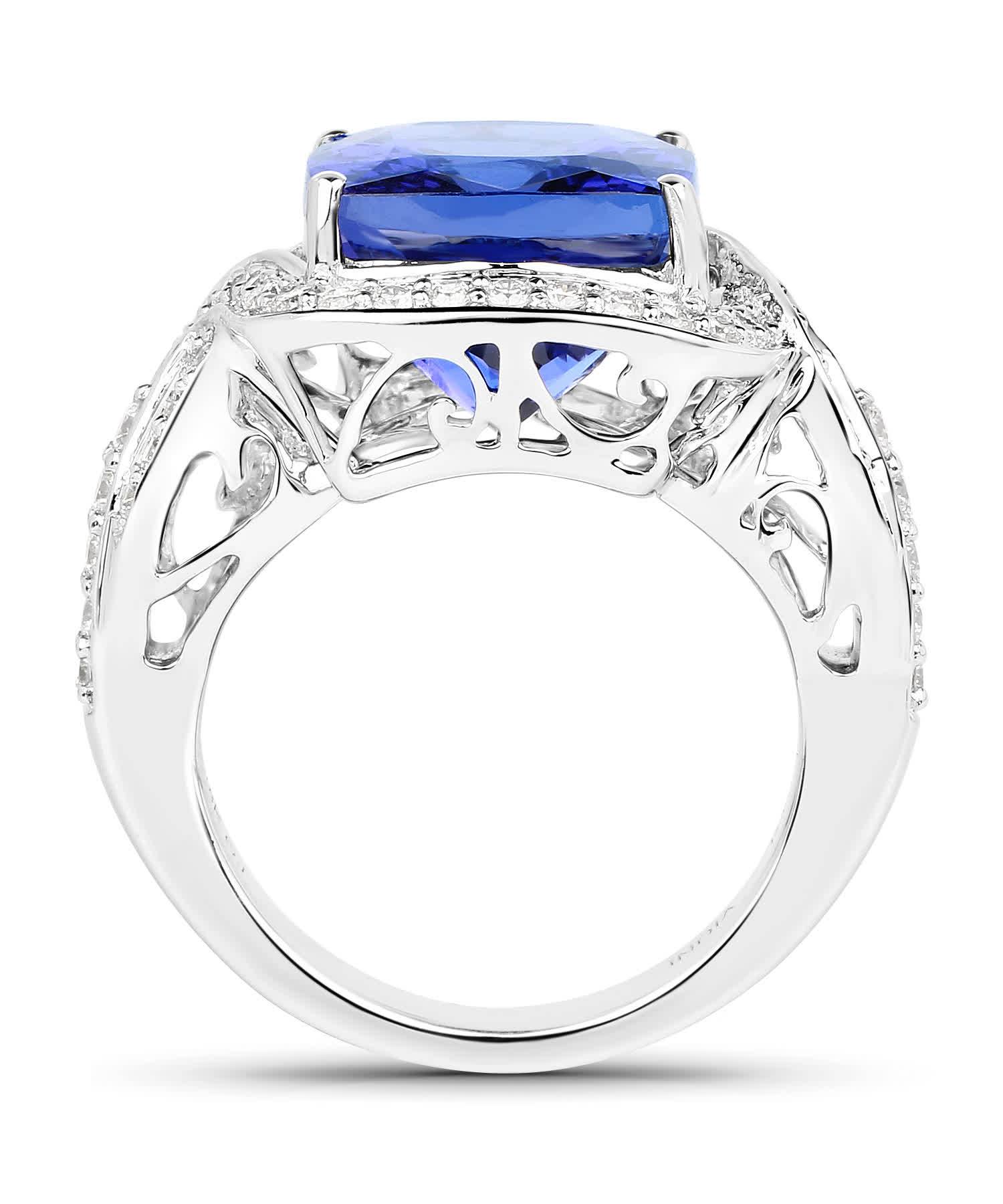 13.74ctw Natural Superior Tanzanite and Diamond 18k Gold Cocktail Ring View 2