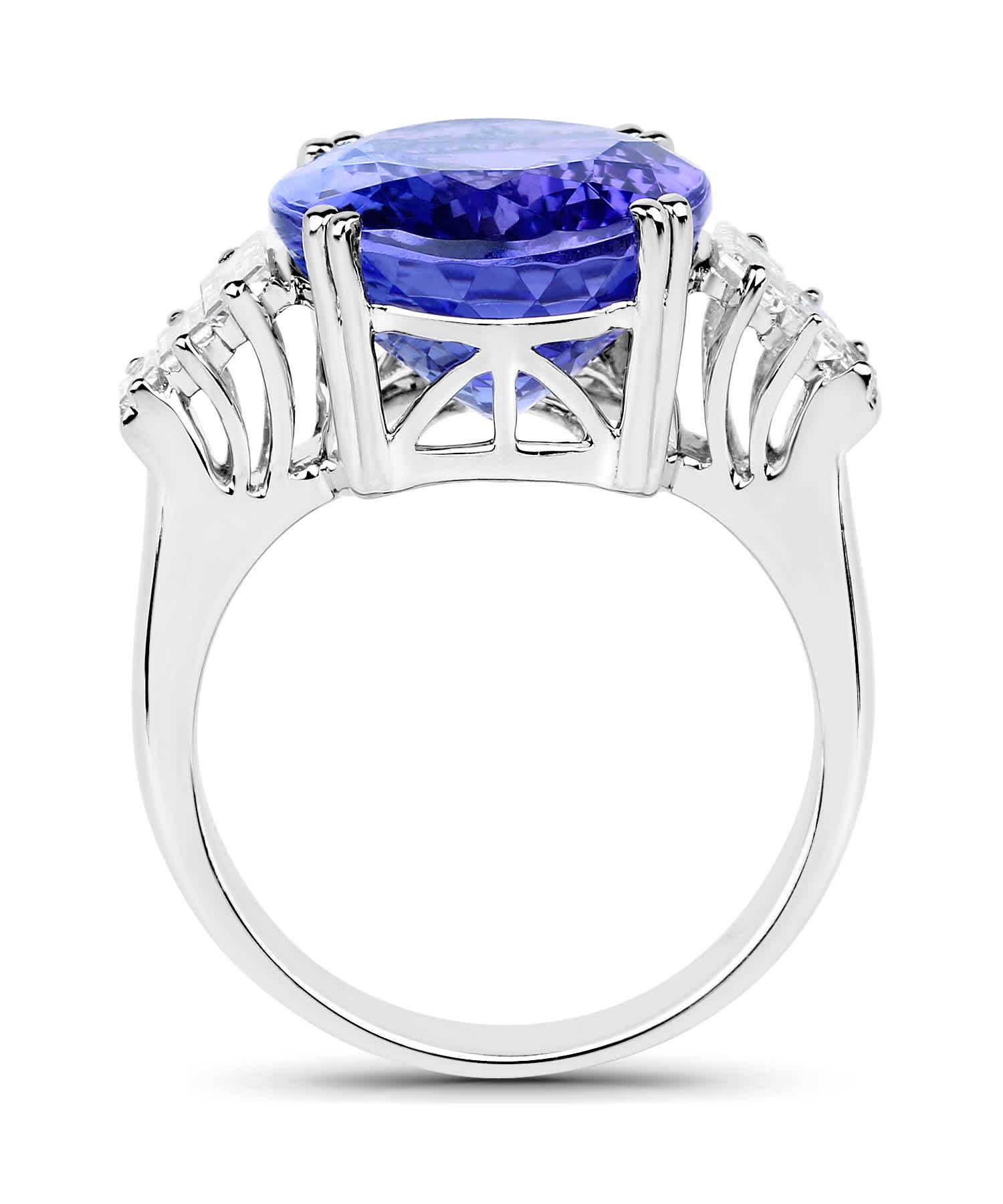 13.95ctw Natural Fine Tanzanite and Diamond 18k Gold Fashion Cocktail Ring View 2