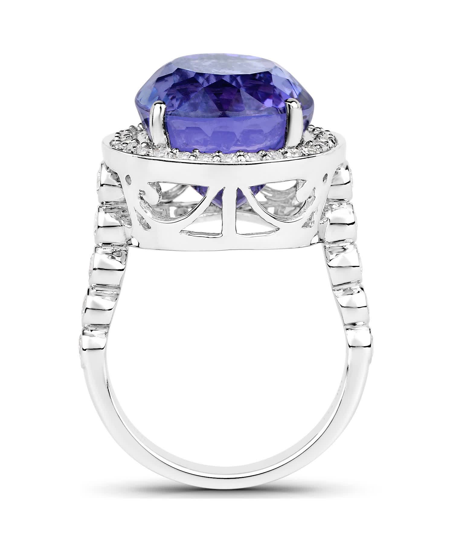 18.50ctw Natural Fine Tanzanite and Diamond 18k Gold Halo Cocktail Ring View 2