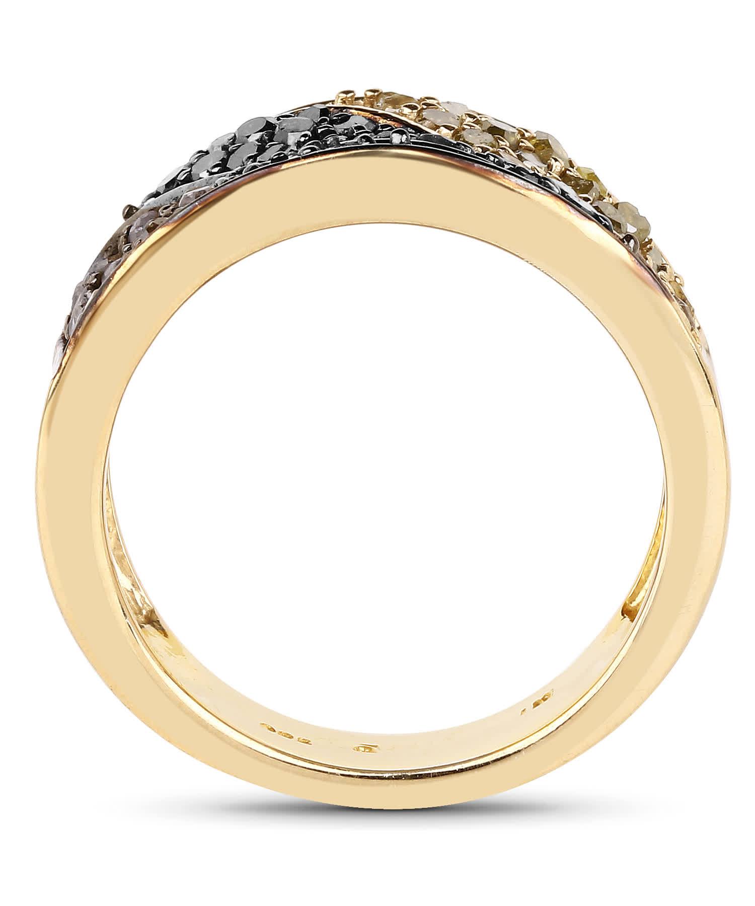 1.25ctw Black and Champagne Diamond 14k Gold Plated 925 Sterling Silver Fashion Band View 2