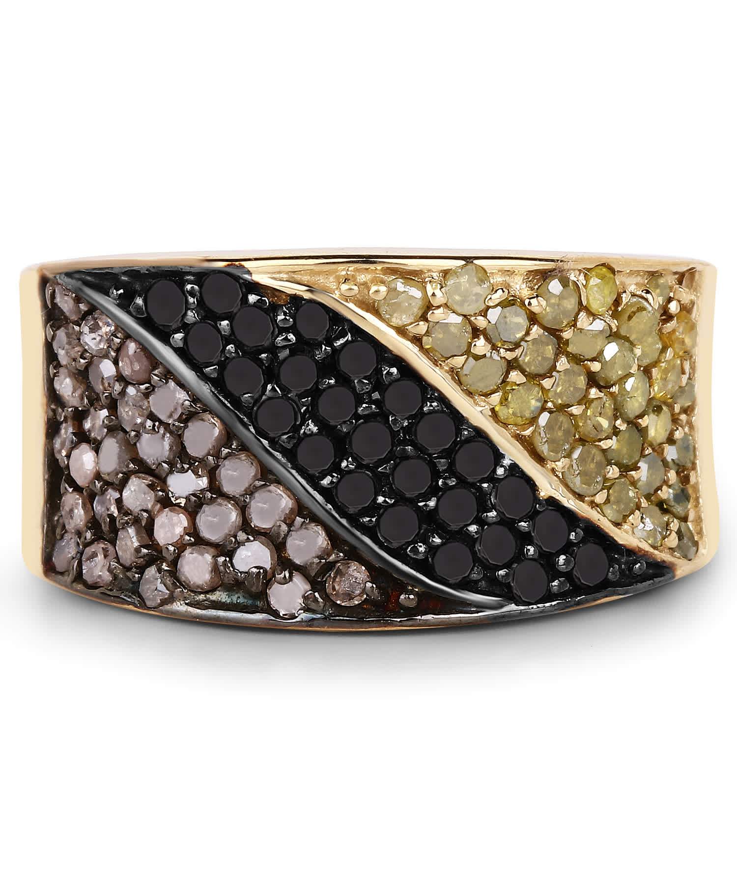 1.25ctw Black and Champagne Diamond 14k Gold Plated 925 Sterling Silver Fashion Band View 3