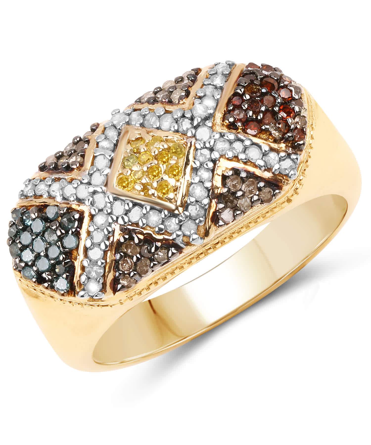 0.65ctw Multi-Color Diamond 14k Gold Plated 925 Sterling Silver Fashion Ring View 1