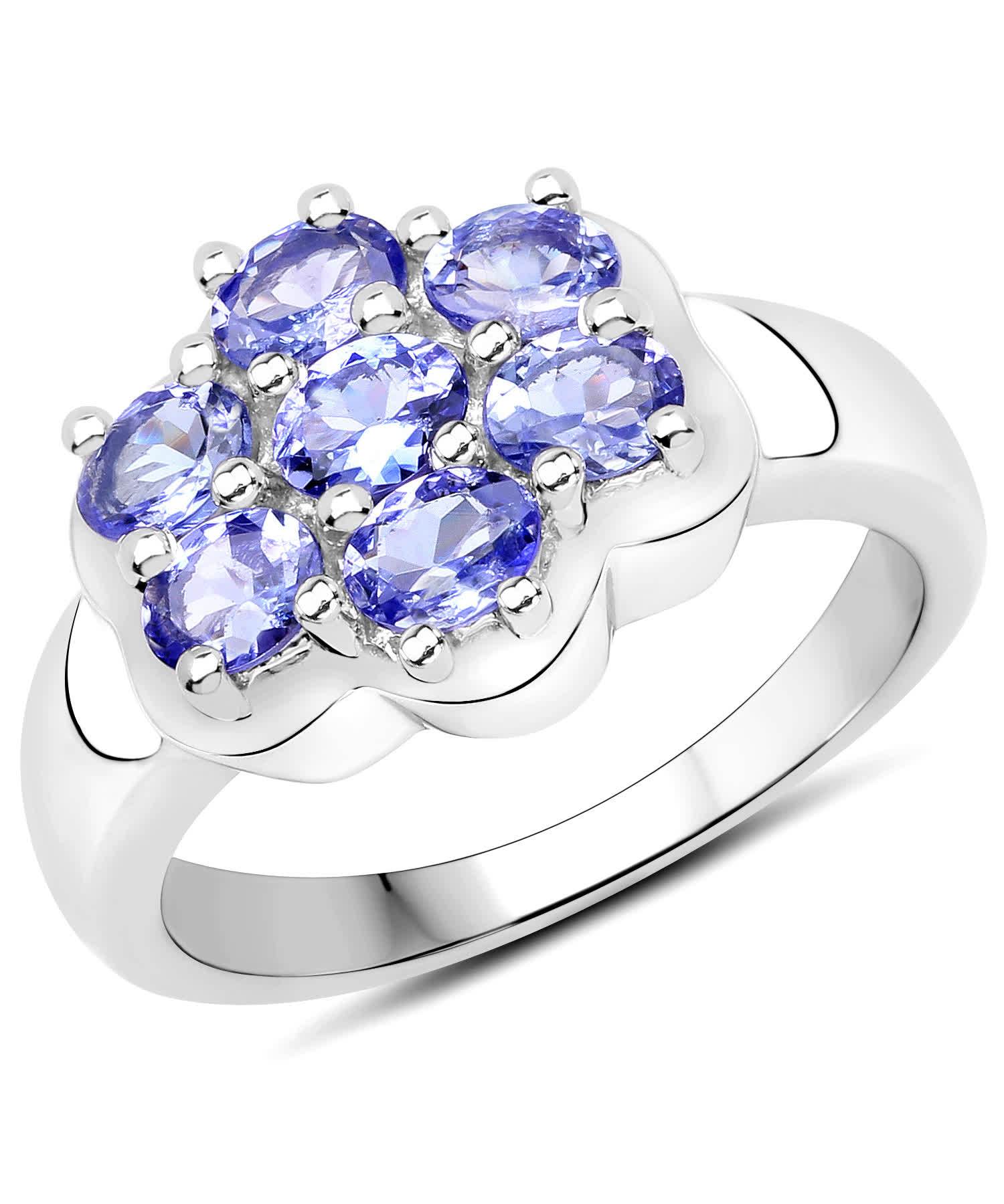 1.19ctw Natural Tanzanite Rhodium Plated 925 Sterling Silver Ring View 1