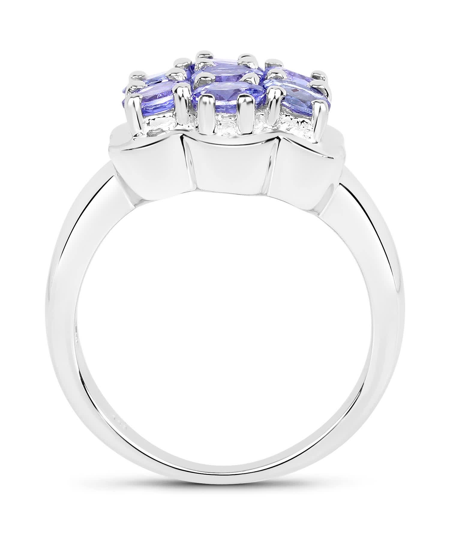 1.19ctw Natural Tanzanite Rhodium Plated 925 Sterling Silver Ring View 2