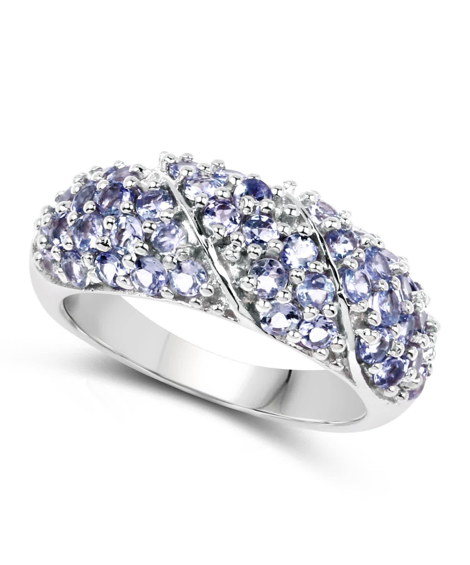 1.48ctw Natural Tanzanite Rhodium Plated 925 Sterling Silver Band View 2