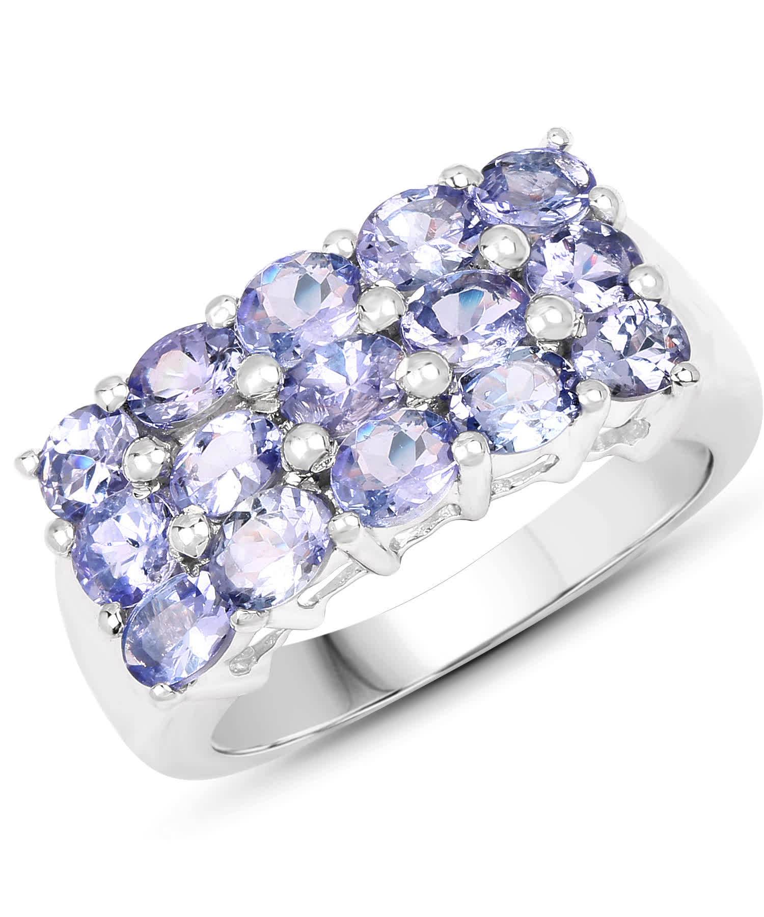 2.55ctw Natural Tanzanite Rhodium Plated 925 Sterling Silver Ring View 1