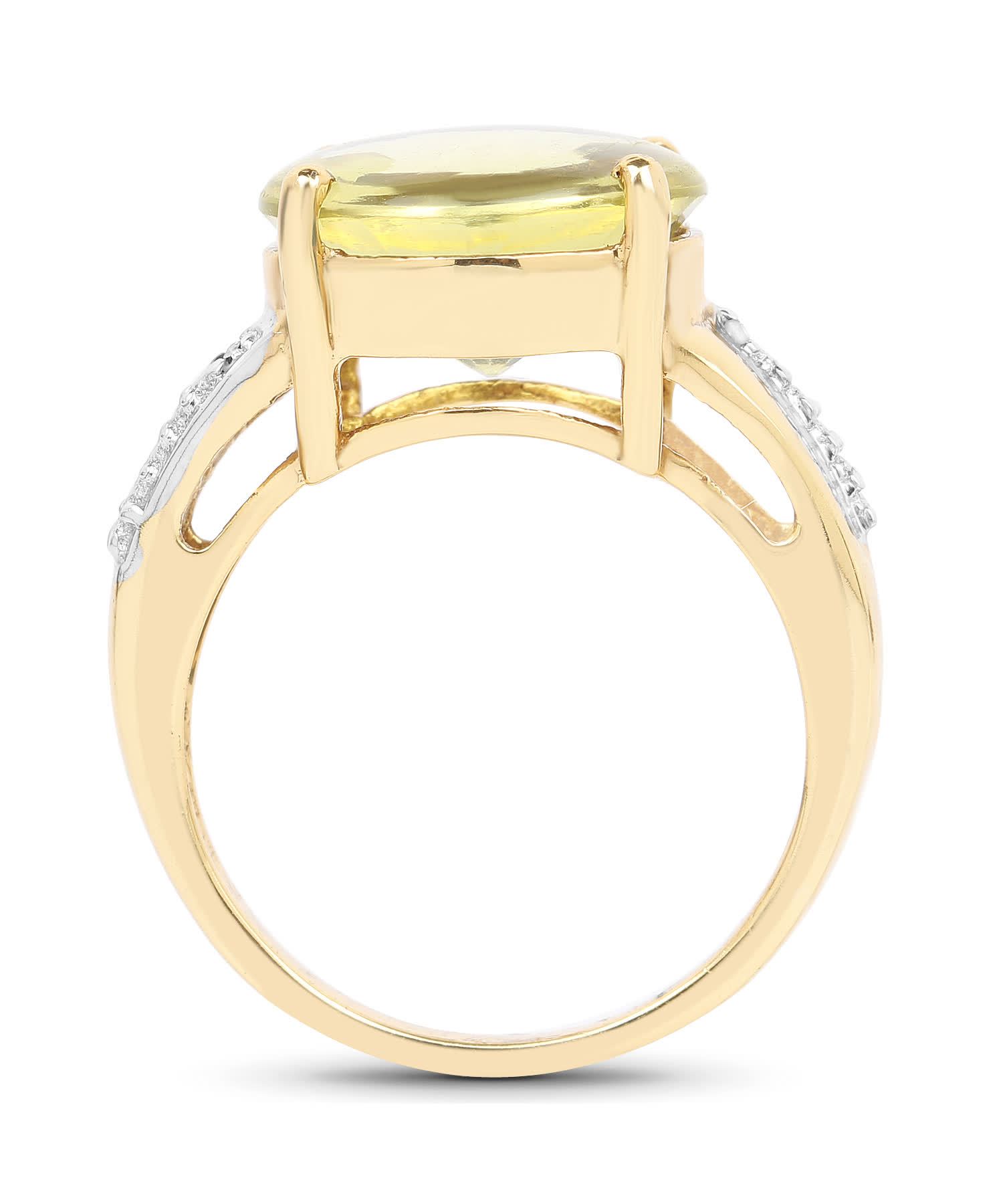 9.26ctw Natural Lemon Quartz and Diamond 14k Gold Plated Fashion Ring View 2