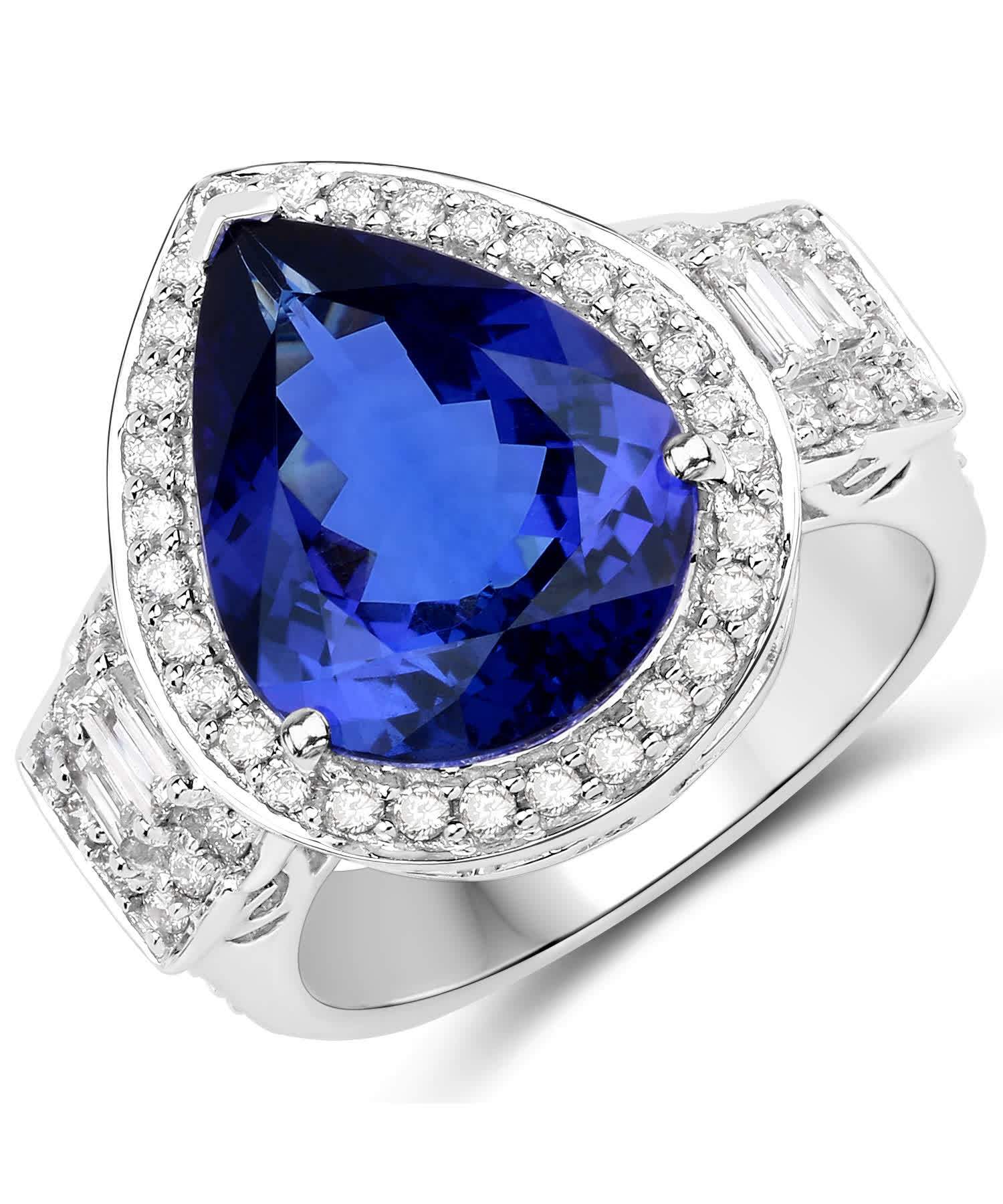 9.25ctw Natural Superior Tanzanite and Diamond 18k Gold Cocktail Ring View 1