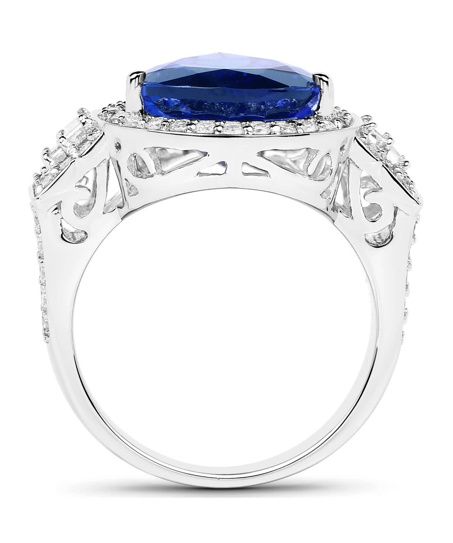 9.25ctw Natural Superior Tanzanite and Diamond 18k Gold Cocktail Ring View 2