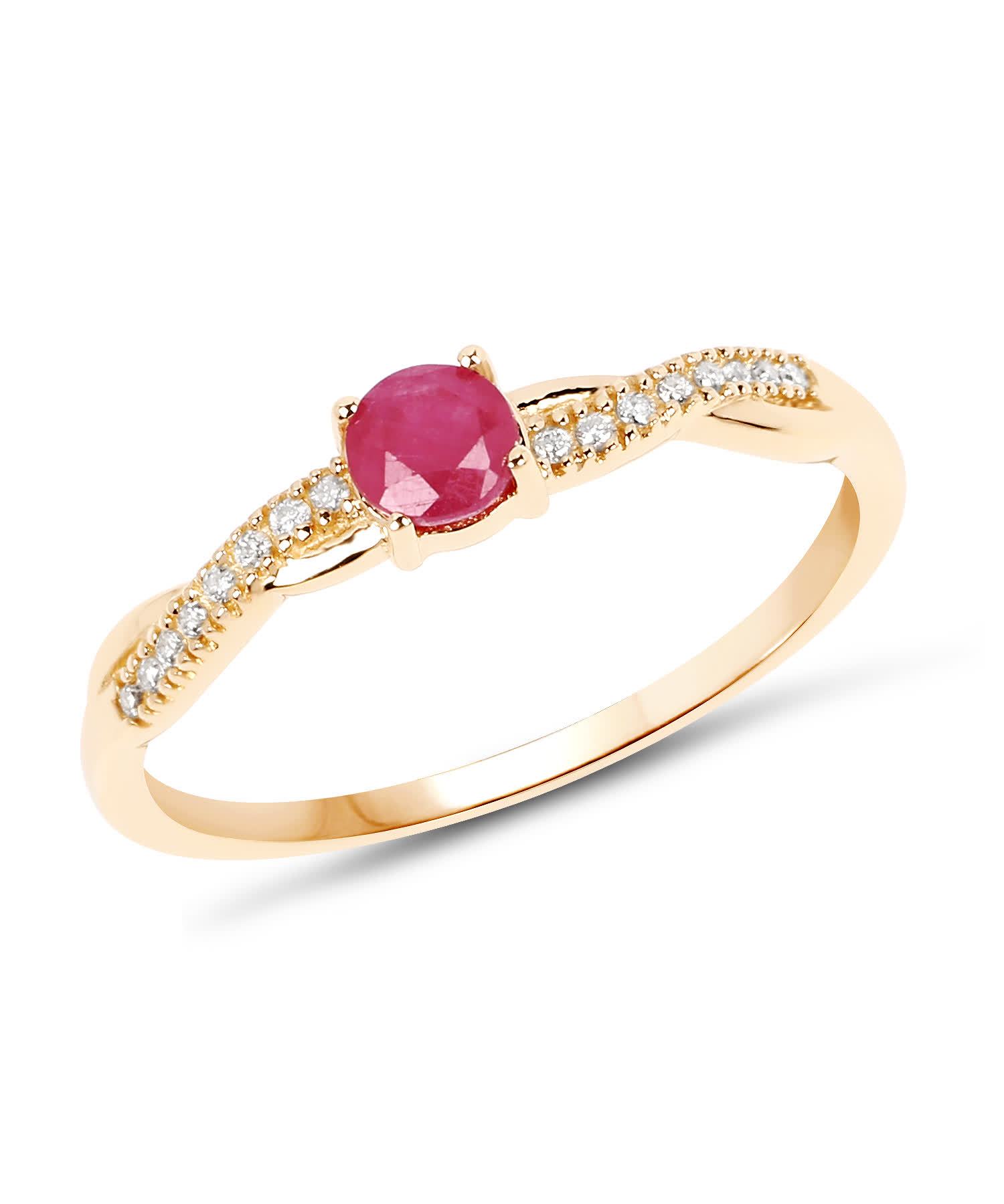 0.35ctw Natural Ruby and Diamond 14k Gold Interwine Right Hand Ring View 1
