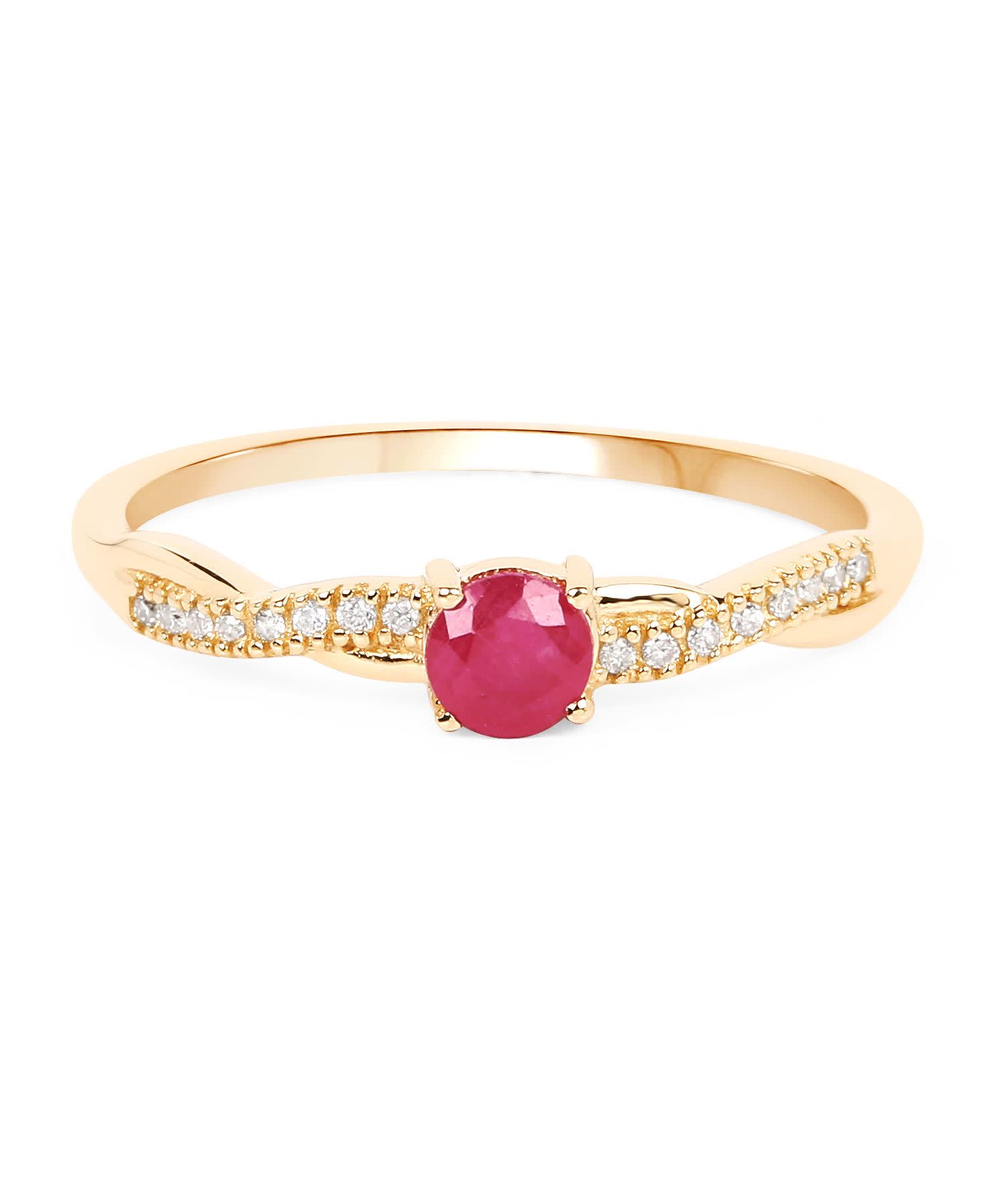 0.35ctw Natural Ruby and Diamond 14k Gold Interwine Right Hand Ring View 3
