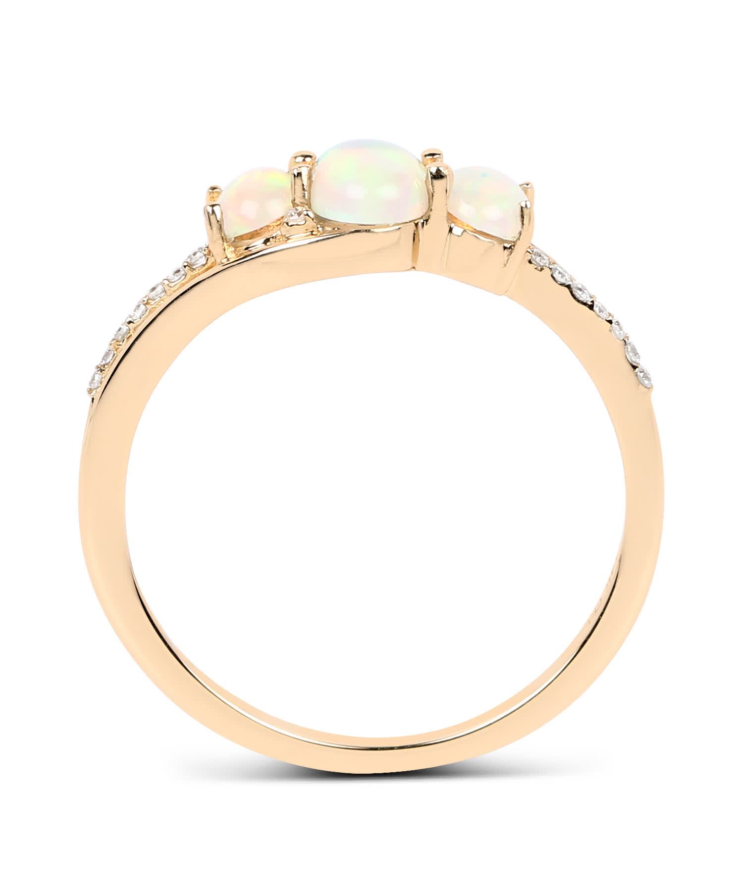0.56ctw Natural Ethiopian Opal and Diamond 14k Gold Three-Stone Ring View 2