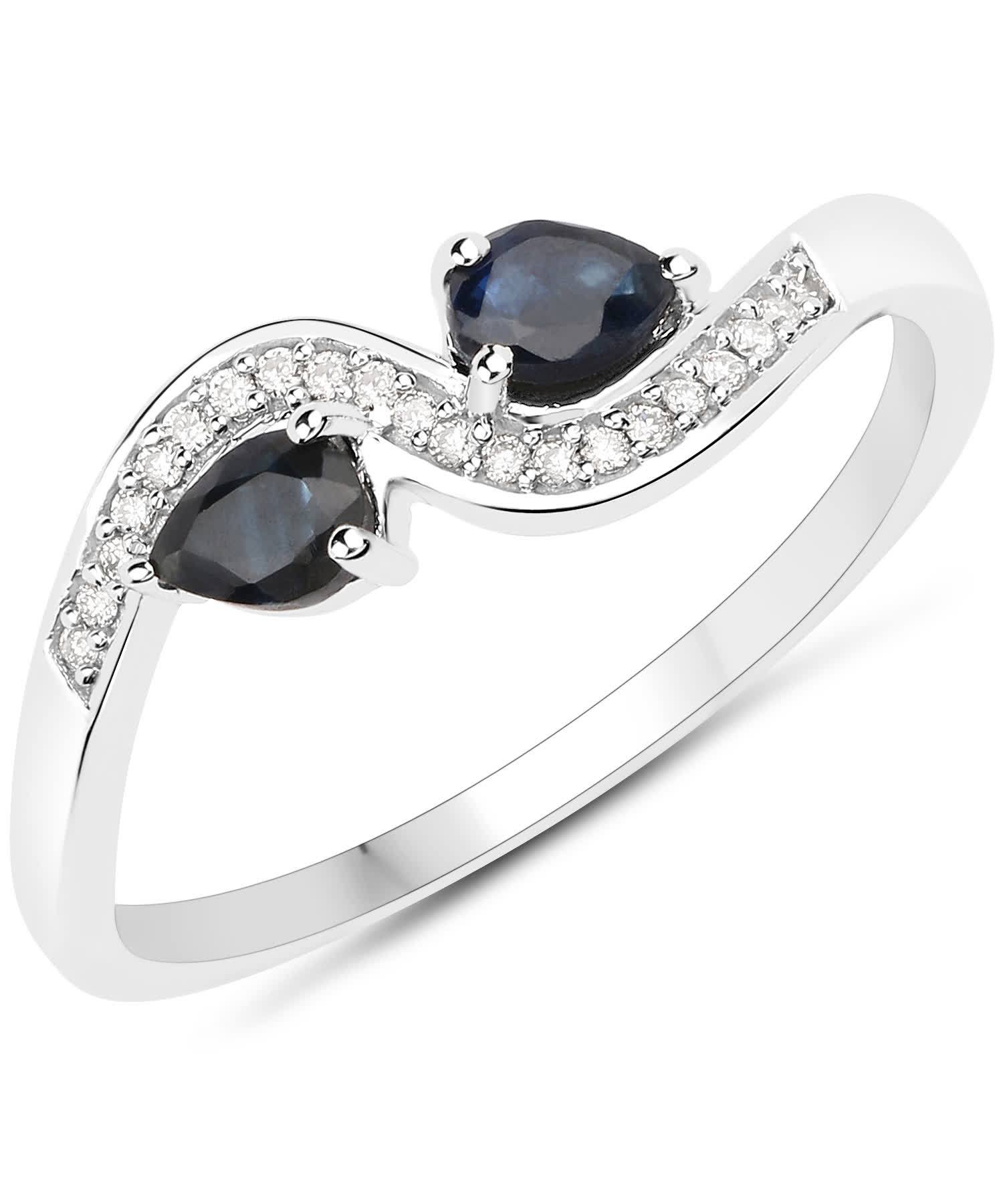 0.36ctw Natural Midnight Blue Sapphire and Diamond 18k Gold Right Hand Ring View 1