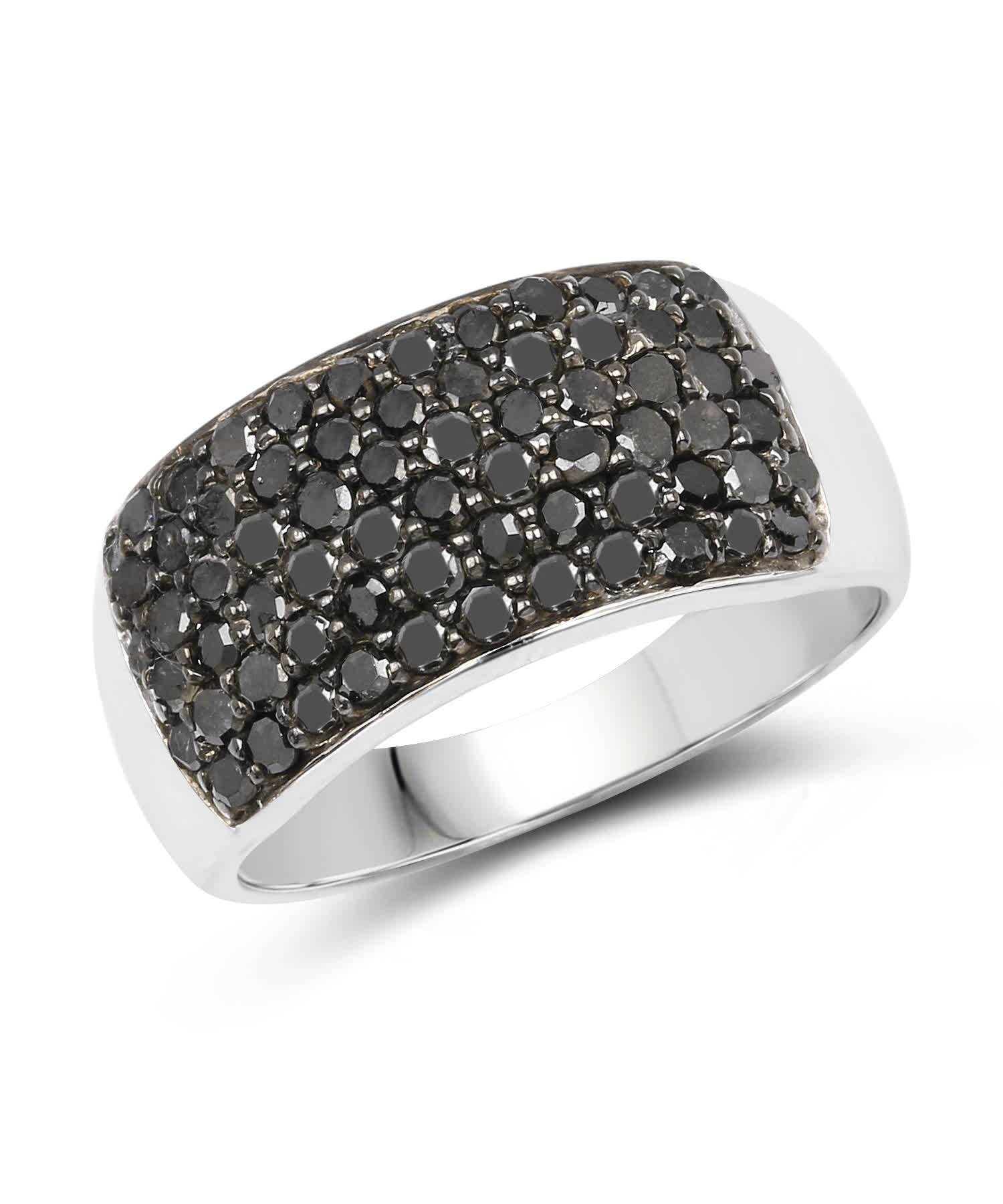1.21ctw Black Diamond Rhodium Plated 925 Sterling Silver Band View 1