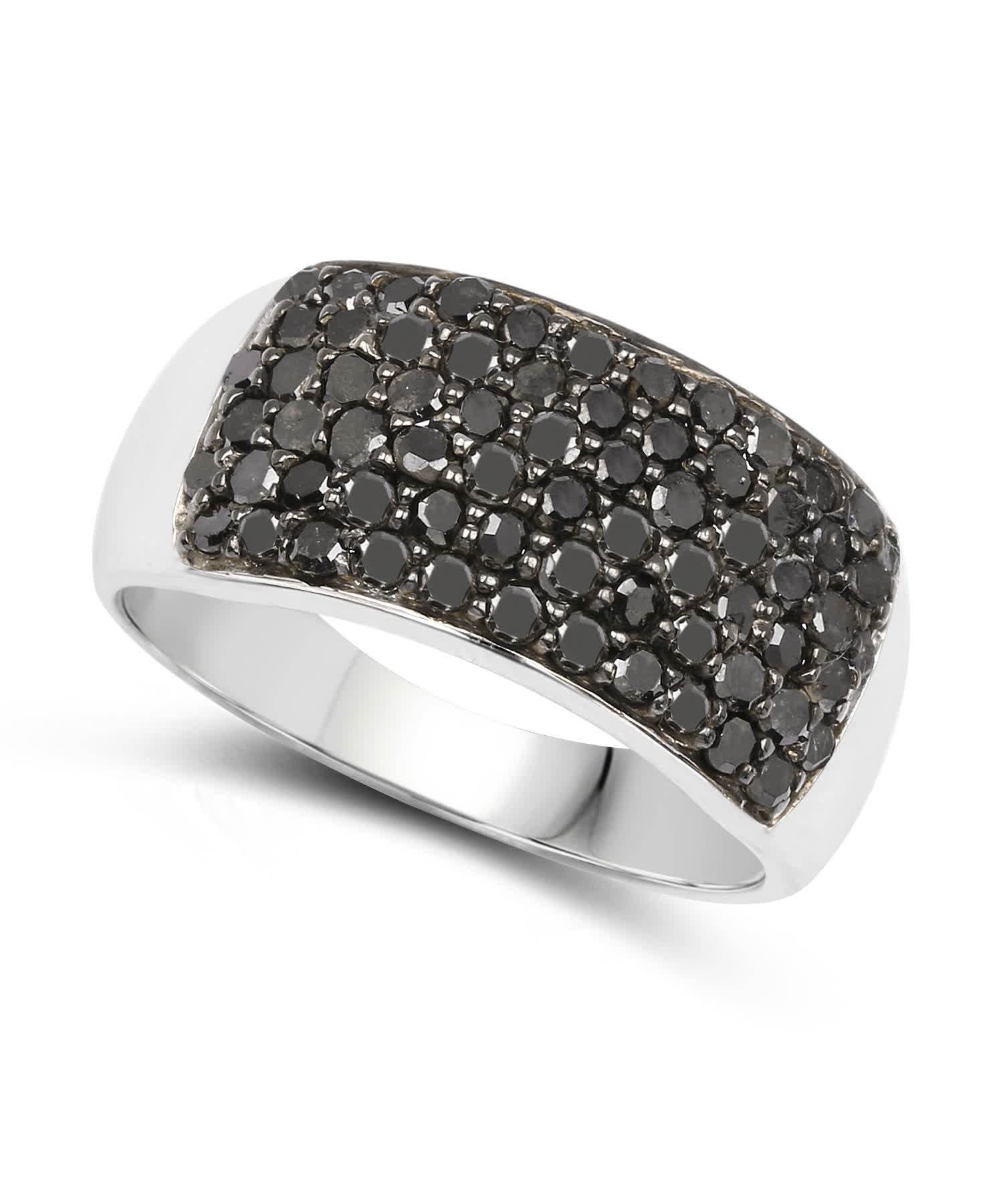 1.21ctw Black Diamond Rhodium Plated 925 Sterling Silver Band View 2