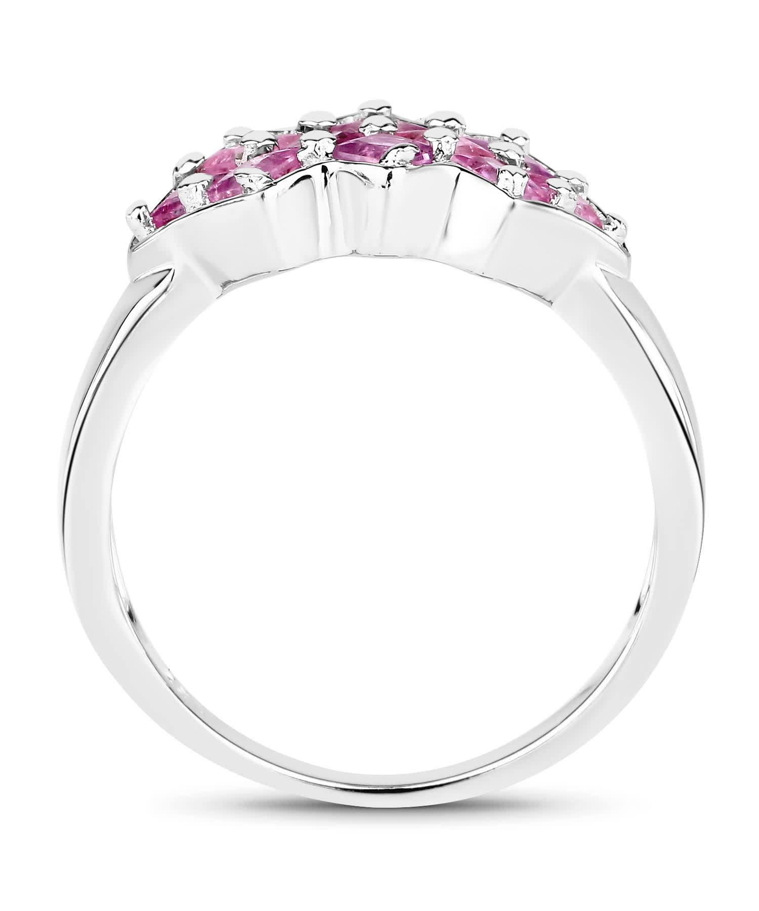 1.20ctw Natural Pink Sapphire Rhodium Plated 925 Sterling Silver Ring View 2