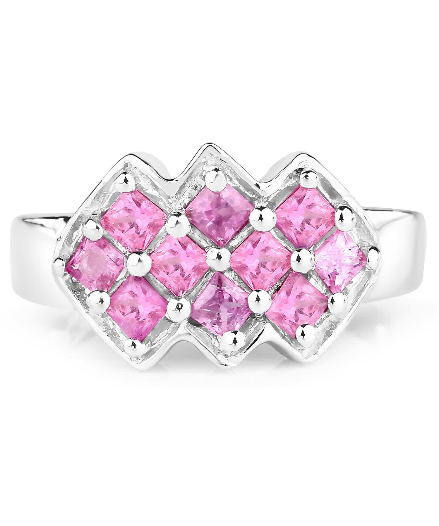 1.20ctw Natural Pink Sapphire Rhodium Plated 925 Sterling Silver Ring View 3