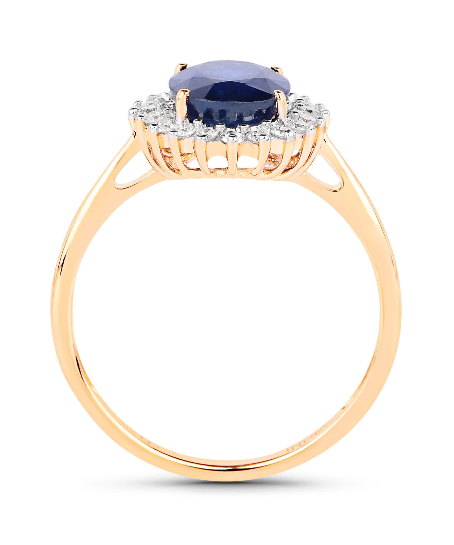 2.45ctw Natural Navy Sapphire and Diamond 14k Gold Oval Ring View 2