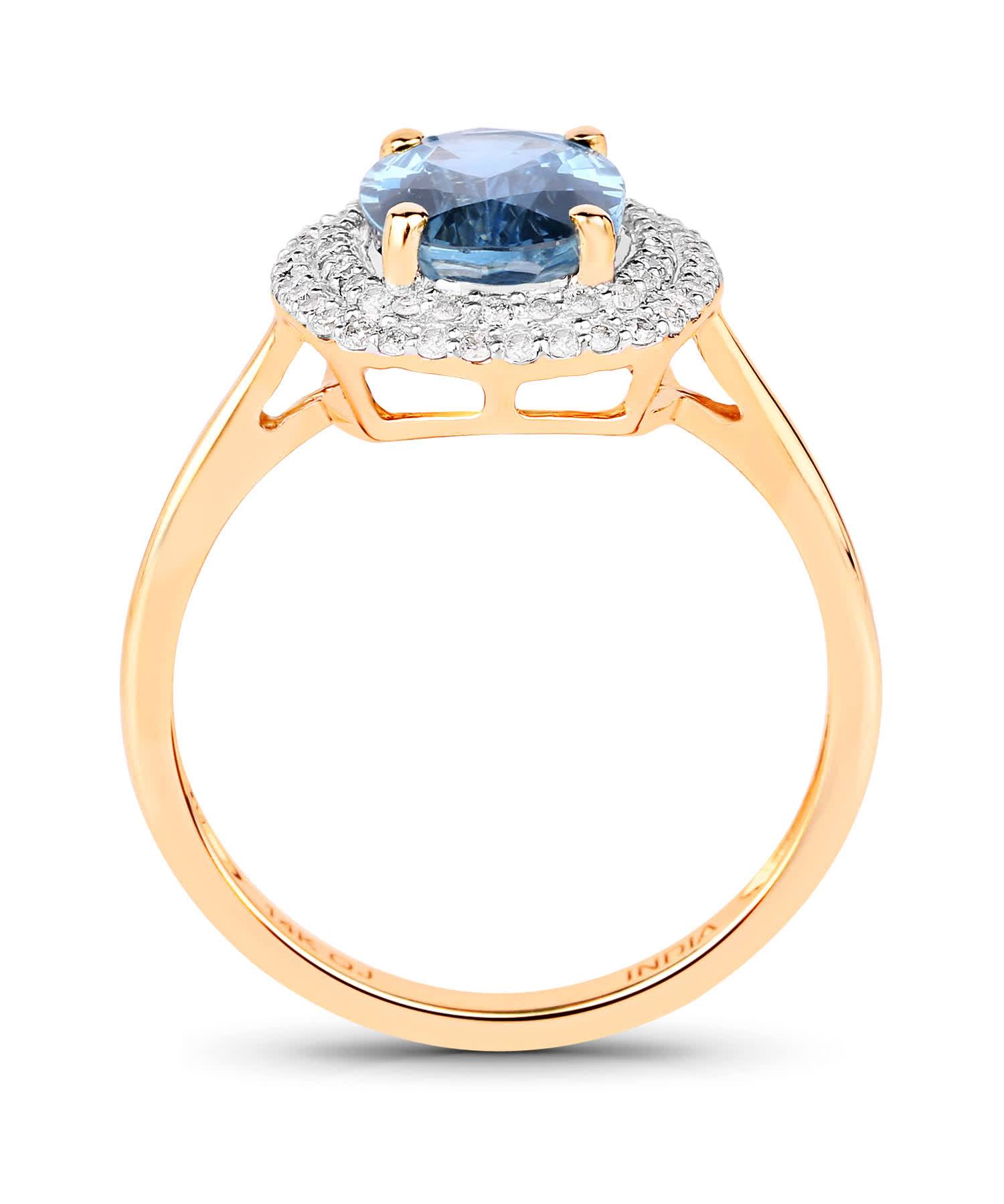 2.52ctw Natural Sapphire and Diamond 14k Gold Double Halo Right Hand Ring View 2