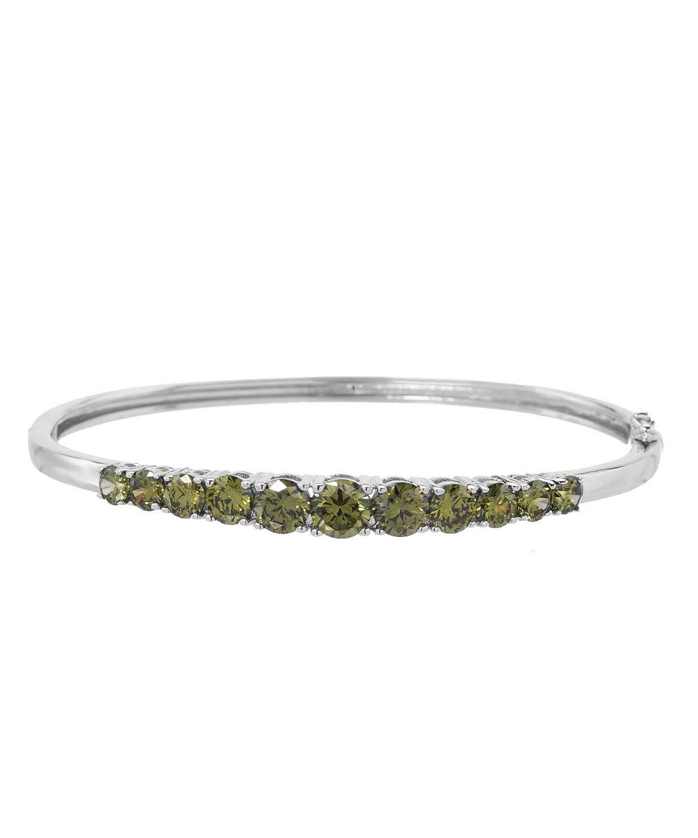 McCarney & J Olive Cubic Zirconia Rhodium Plated 925 Sterling Silver Bangle Bracelet View 1