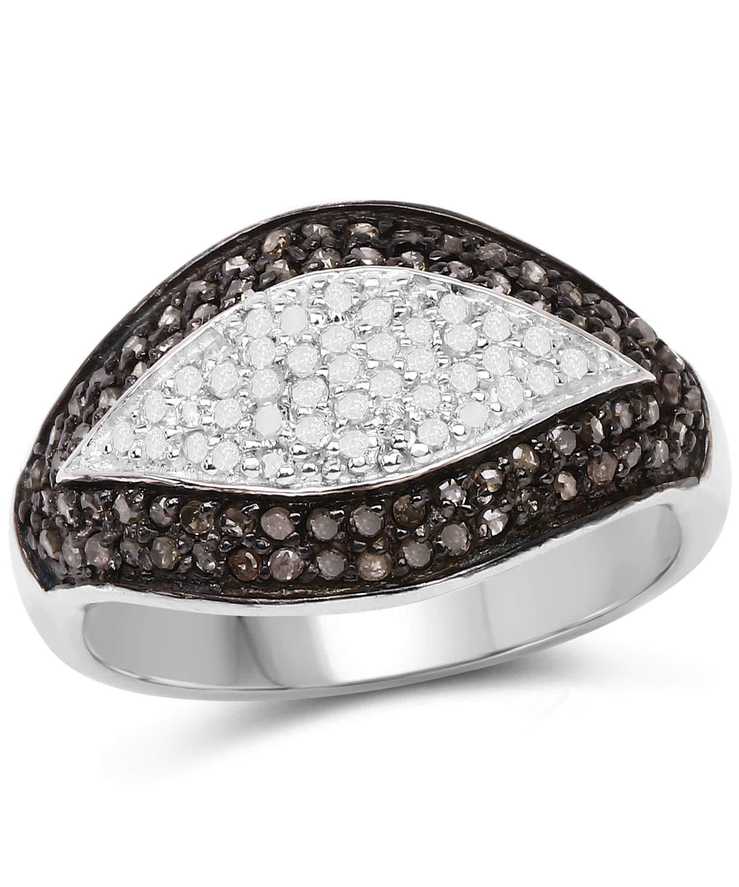 0.50ctw Champagne and Icy Diamond Rhodium Plated 925 Sterling Silver Fashion Ring View 1