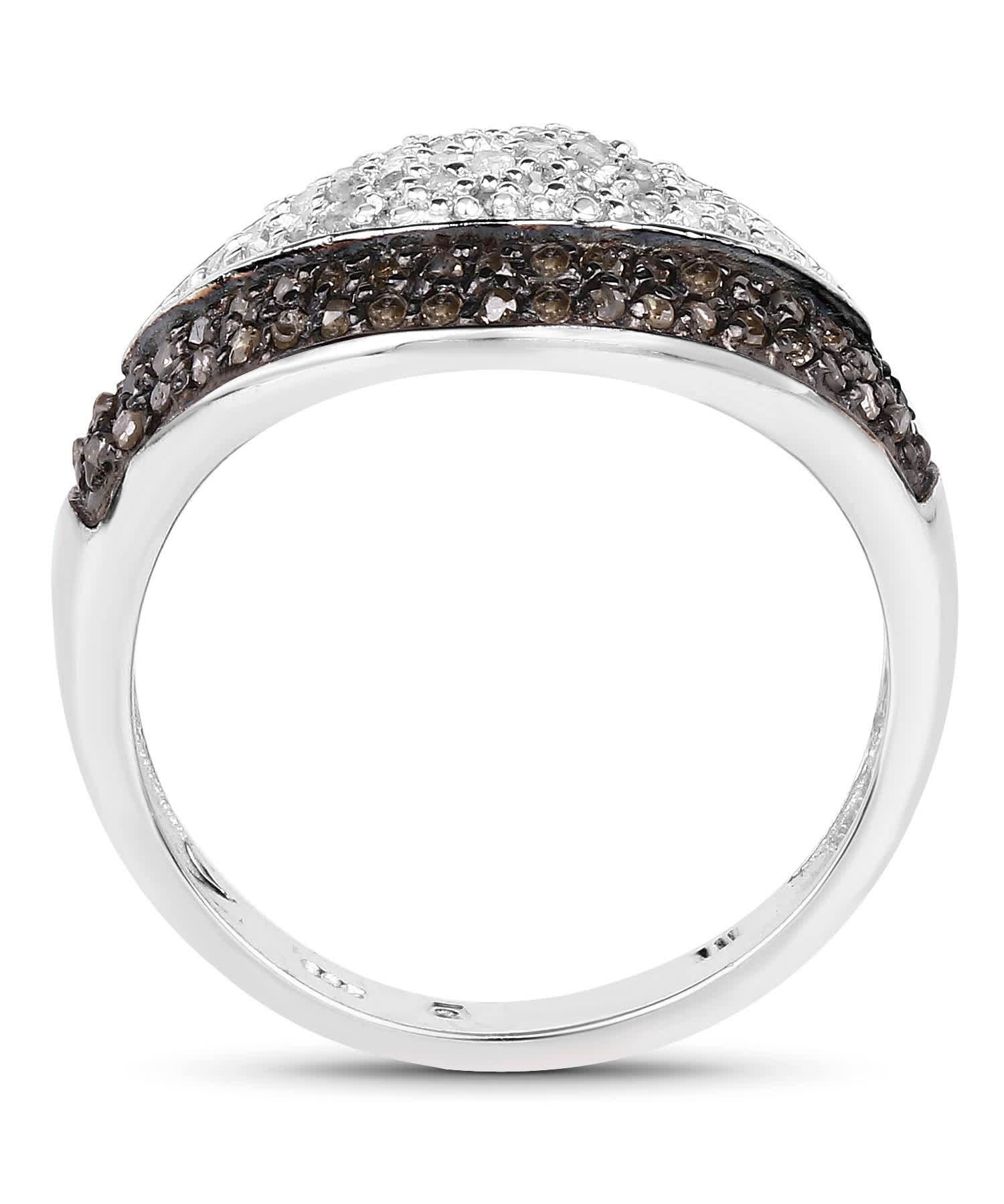 0.50ctw Champagne and Icy Diamond Rhodium Plated 925 Sterling Silver Fashion Ring View 2
