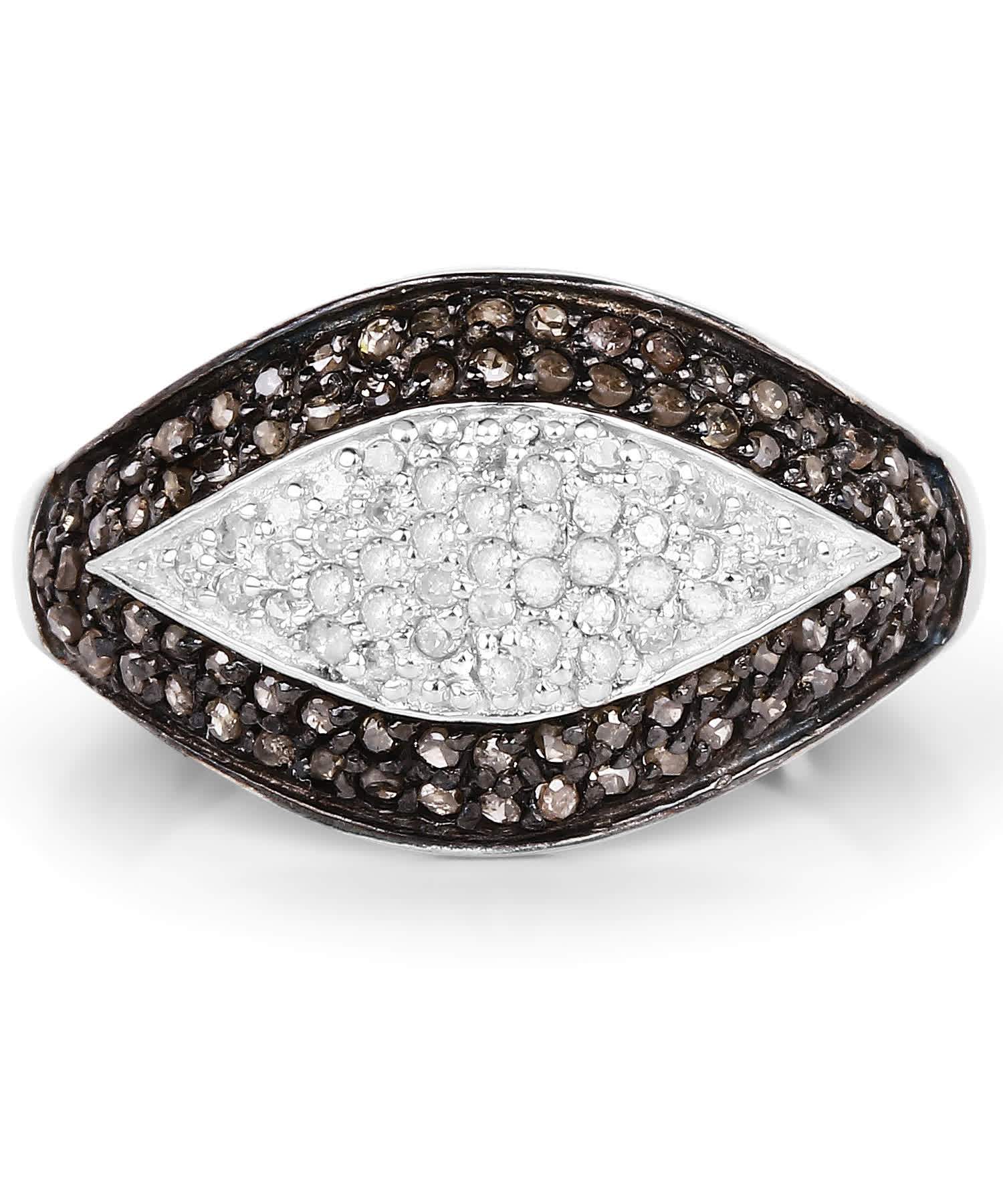 0.50ctw Champagne and Icy Diamond Rhodium Plated 925 Sterling Silver Fashion Ring View 3