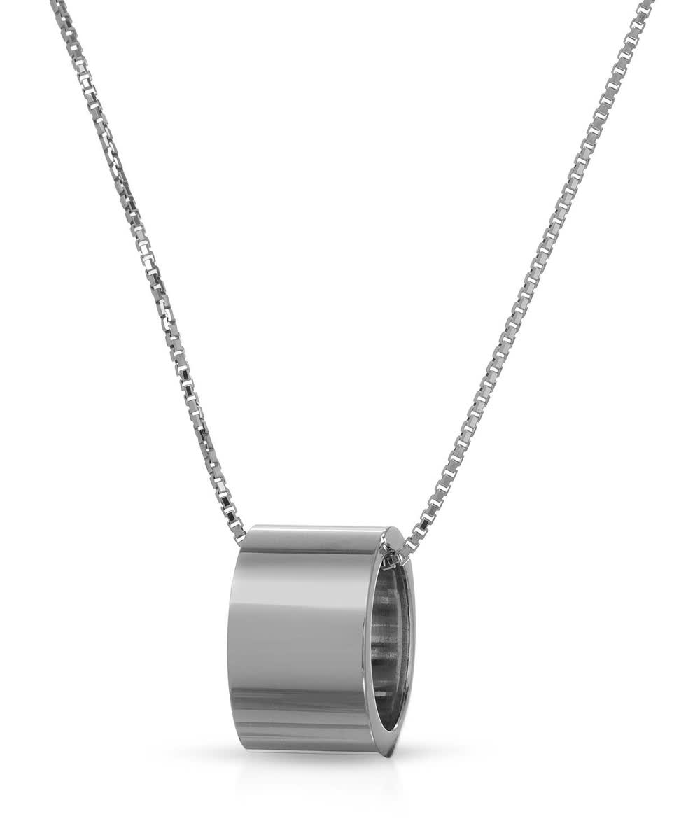 McCarney & J Rhodium Plated 925 Sterling Silver Modern Pendant With Chain View 1