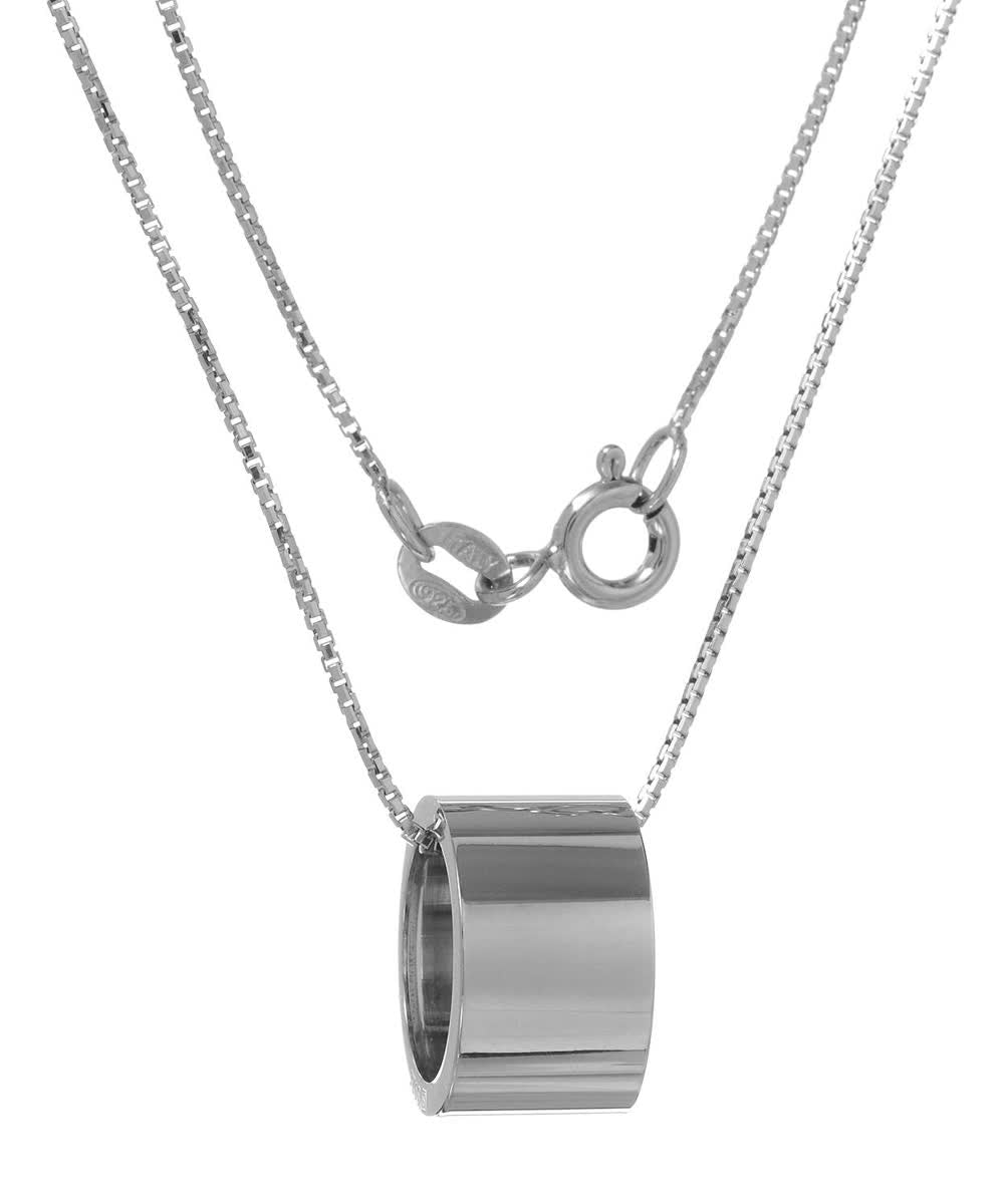 McCarney & J Rhodium Plated 925 Sterling Silver Modern Pendant With Chain View 2