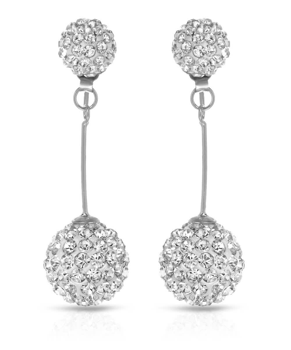 McCarney & J Crystal Rhodium Plated 925 Sterling Silver Dangle Earrings View 1