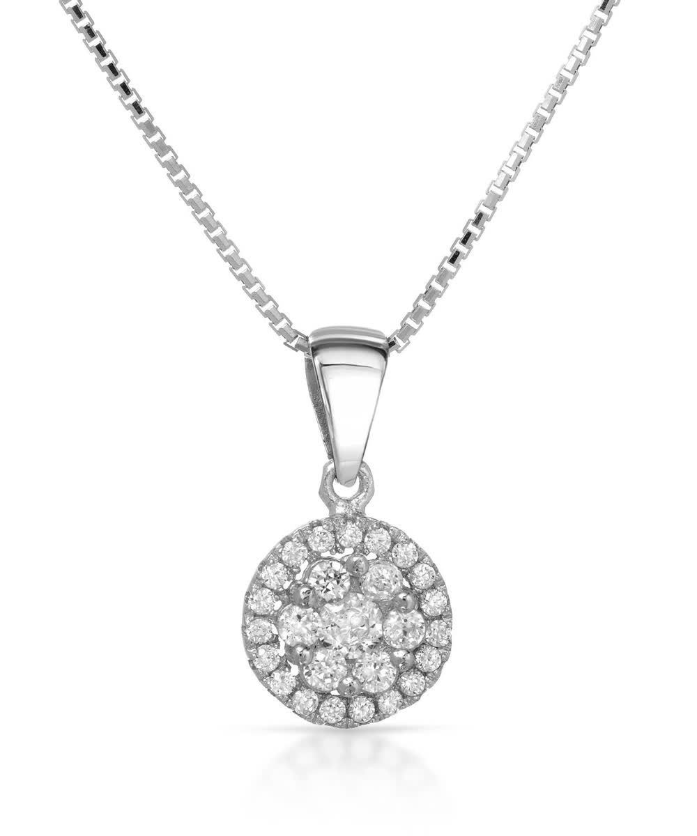 McCarney & J Brilliant Cut Cubic Zirconia Rhodium Plated 925 Sterling Silver Solitare Pendant With Chain View 1