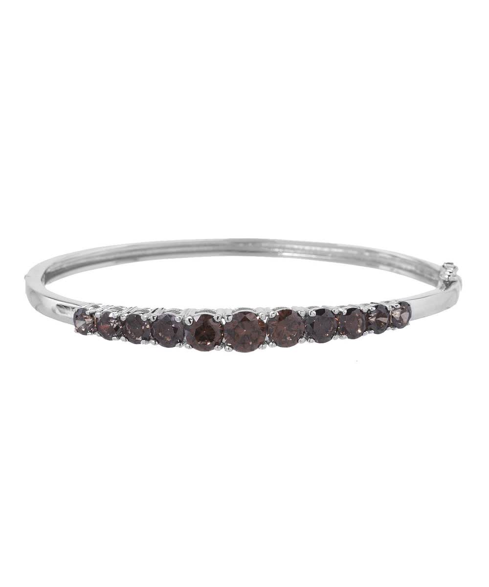 McCarney & J Chocolate Cubic Zirconia Rhodium Plated 925 Sterling Silver Bangle Bracelet View 1