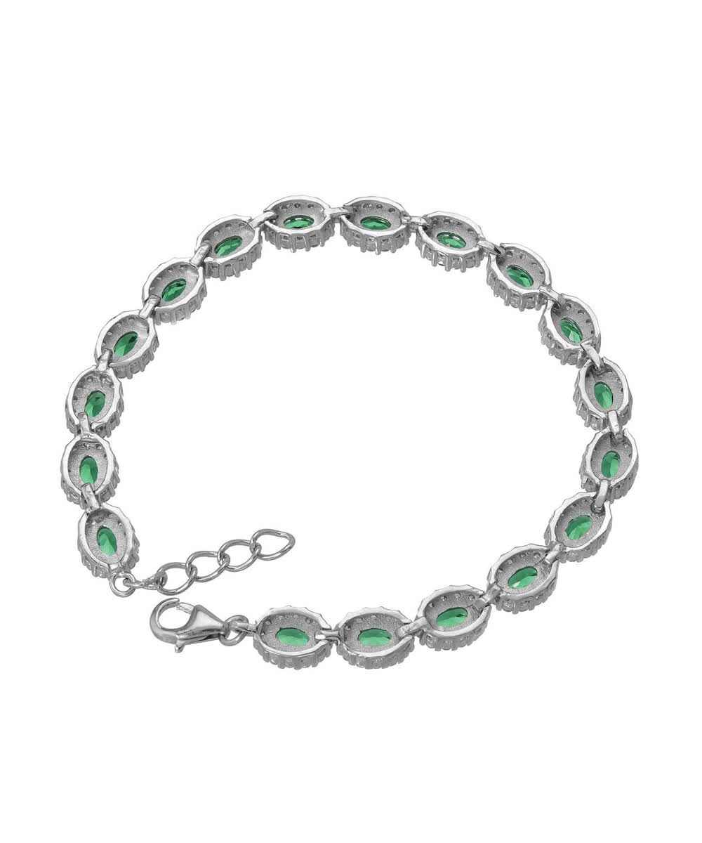 McCarney & J Royal Green Cubic Zirconia Rhodium Plated 925 Sterling Silver Link Bracelet View 2