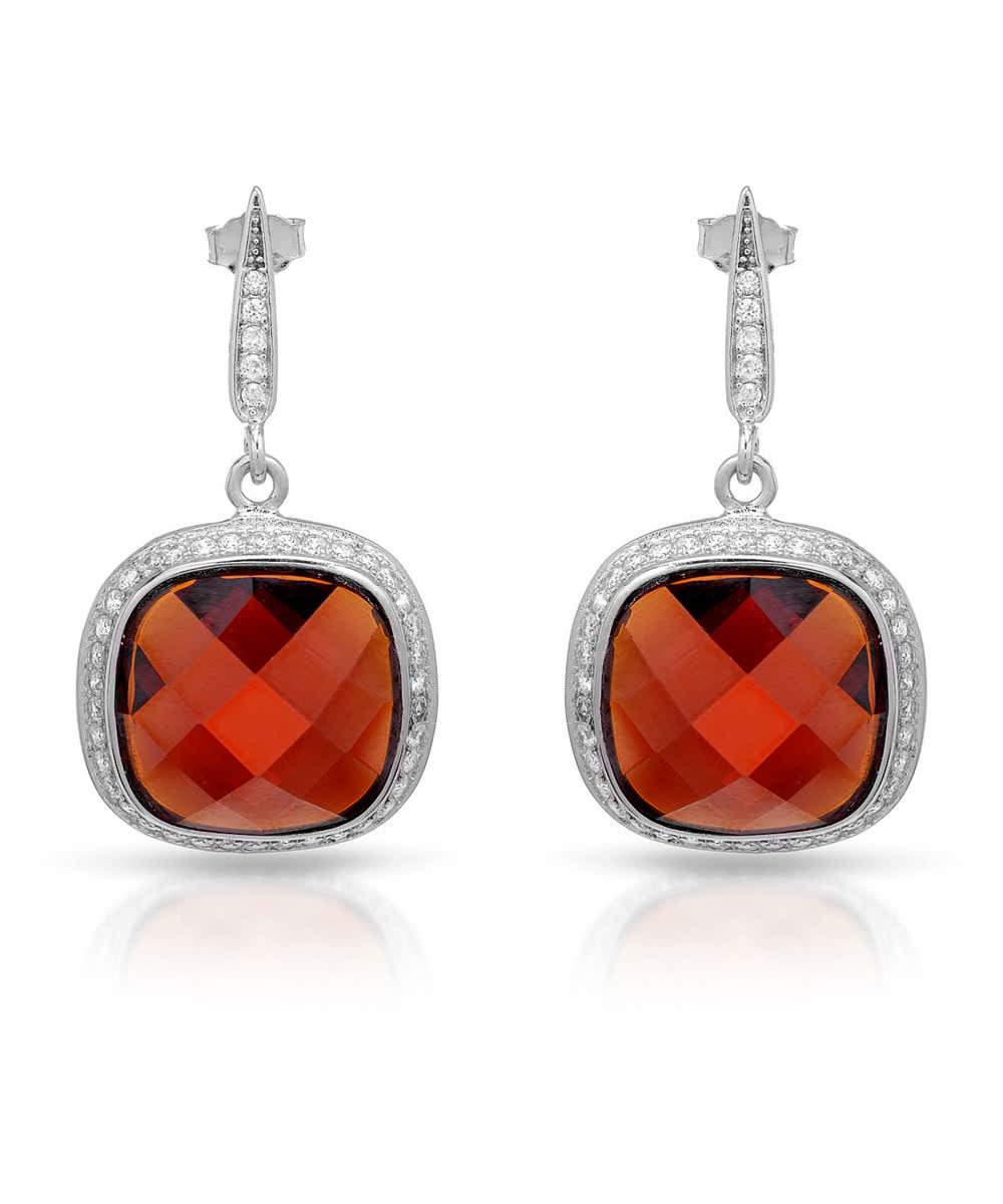 McCarney & J Pomegranate Crystal and Brilliant Cut Cubic Zirconia Rhodium Plated 925 Sterling Silver Cocktail Earrings View 1