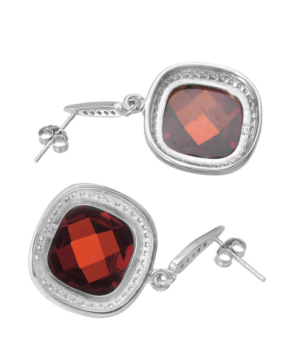 McCarney & J Pomegranate Crystal and Brilliant Cut Cubic Zirconia Rhodium Plated 925 Sterling Silver Cocktail Earrings View 2
