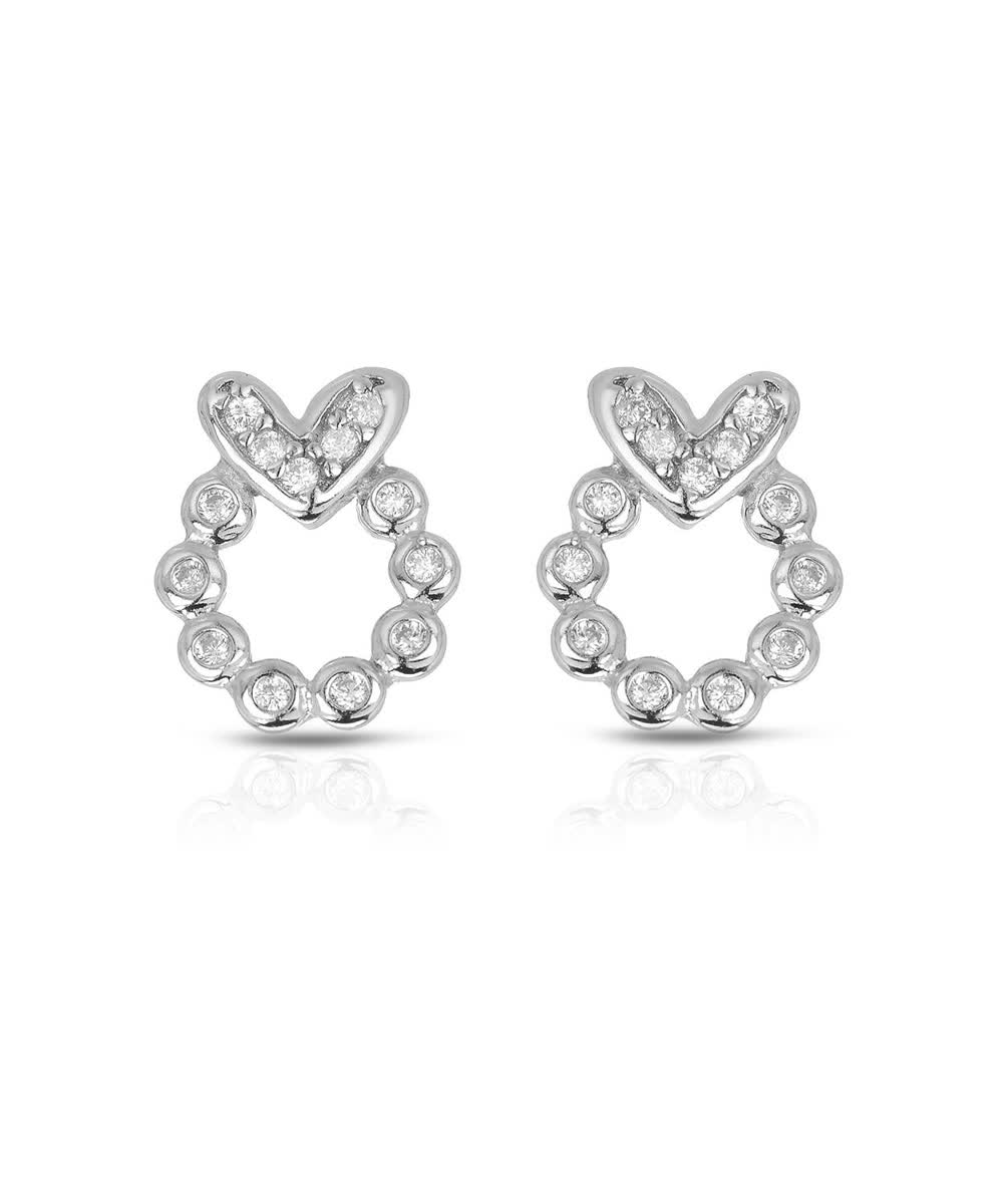 McCarney & J Brilliant Cut Cubic Zirconia Rhodium Plated 925 Sterling Silver Earrings View 1