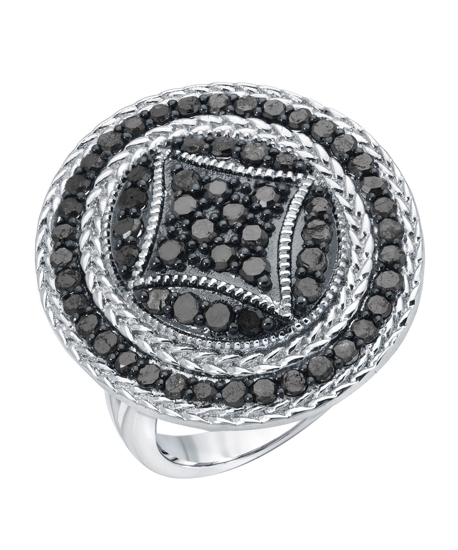 2.00ctw Black Diamond Rhodium Plated 925 Sterling Silver Cocktail Ring View 1