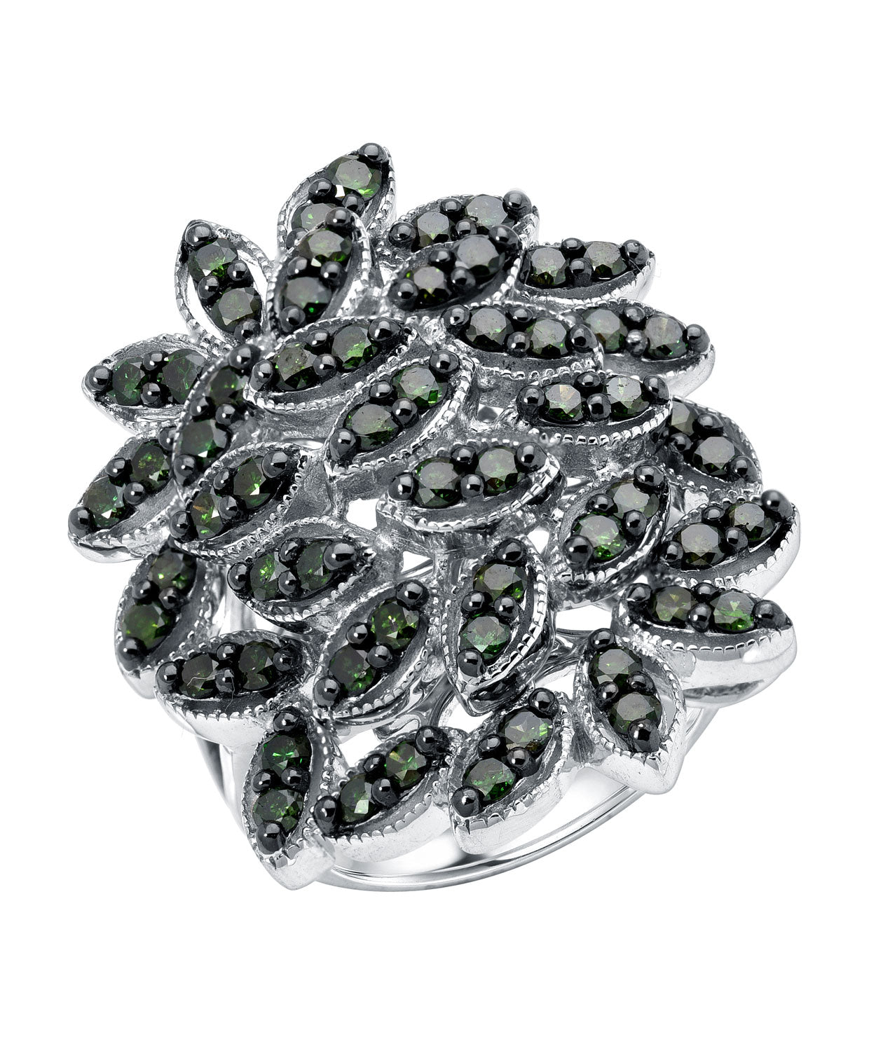 1.75ctw Green Diamond Leaf Cocktail Ring View 1