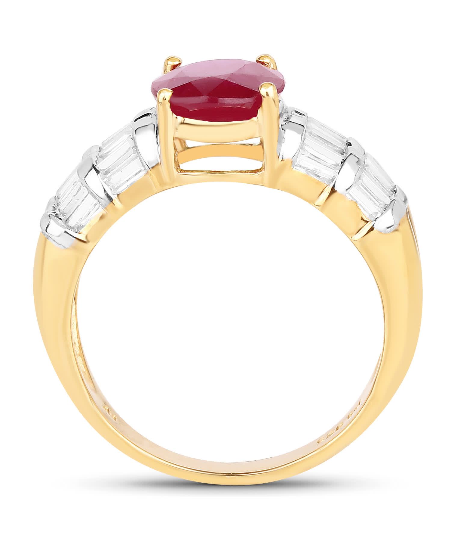5.09ctw Natural Ruby and Topaz 14k Gold Plated 925 Sterling Silver Ring View 2