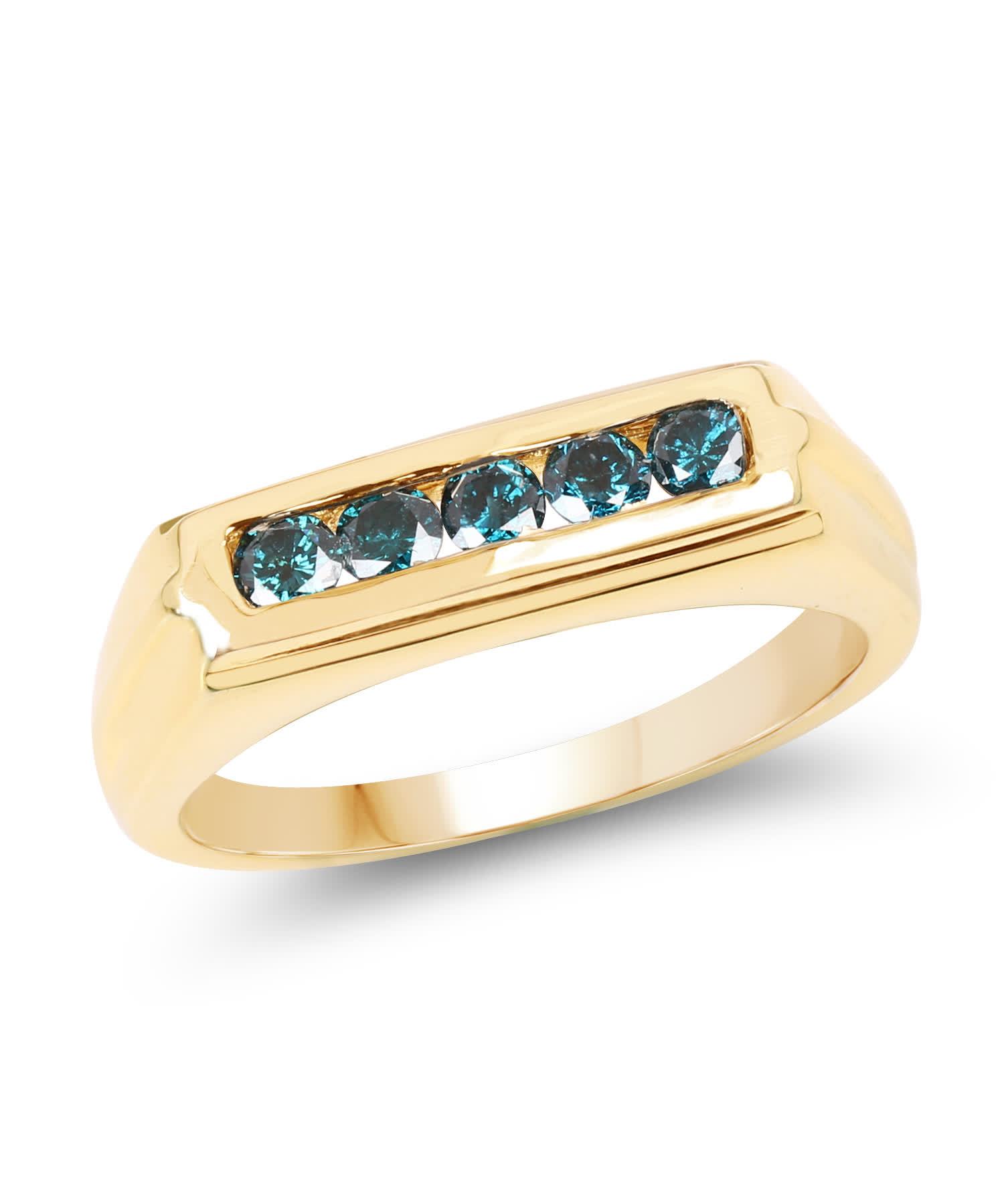 0.40ctw Blue Diamond 14k Gold Plated 925 Sterling Silver Ring View 1