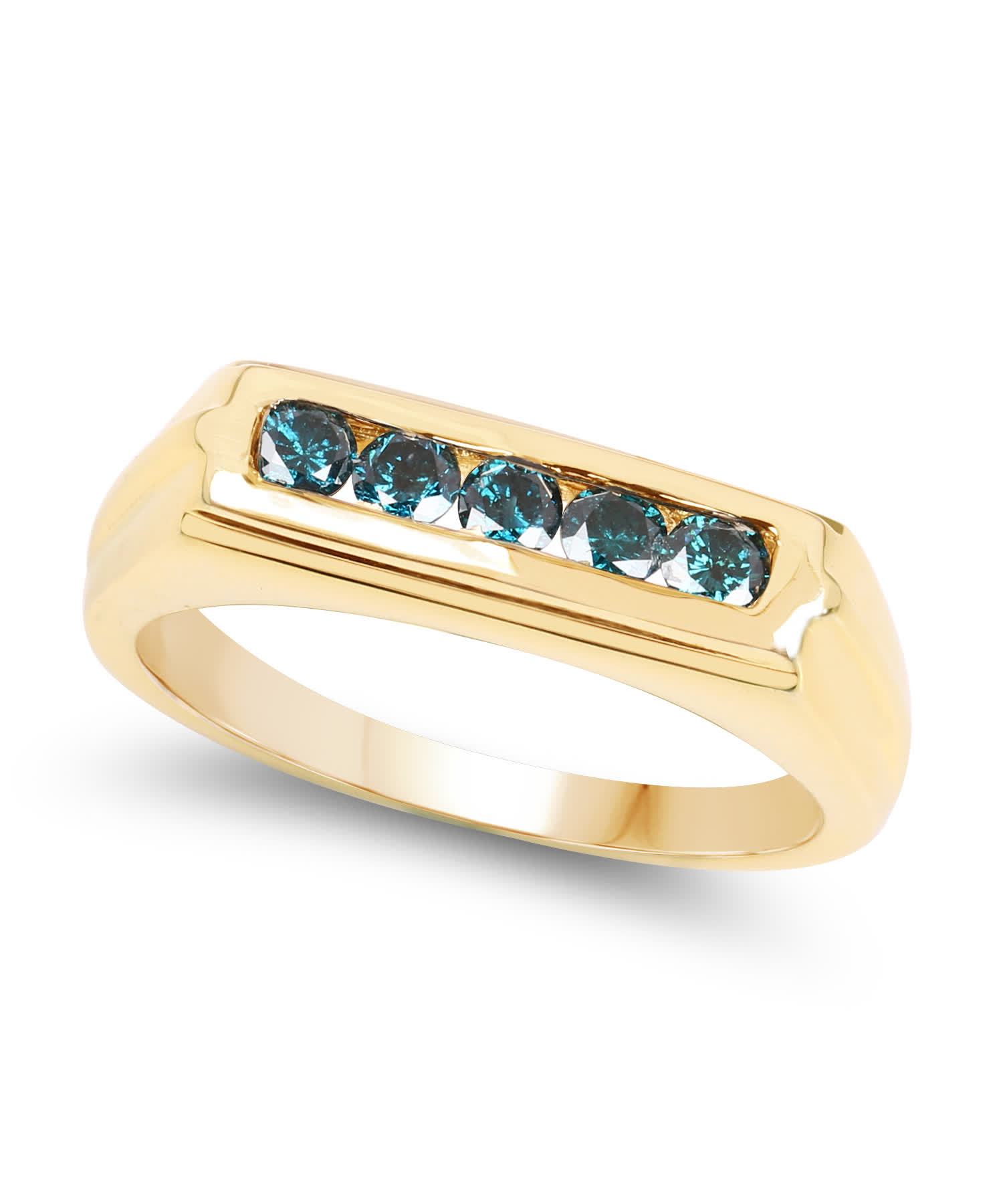 0.40ctw Blue Diamond 14k Gold Plated 925 Sterling Silver Ring View 2
