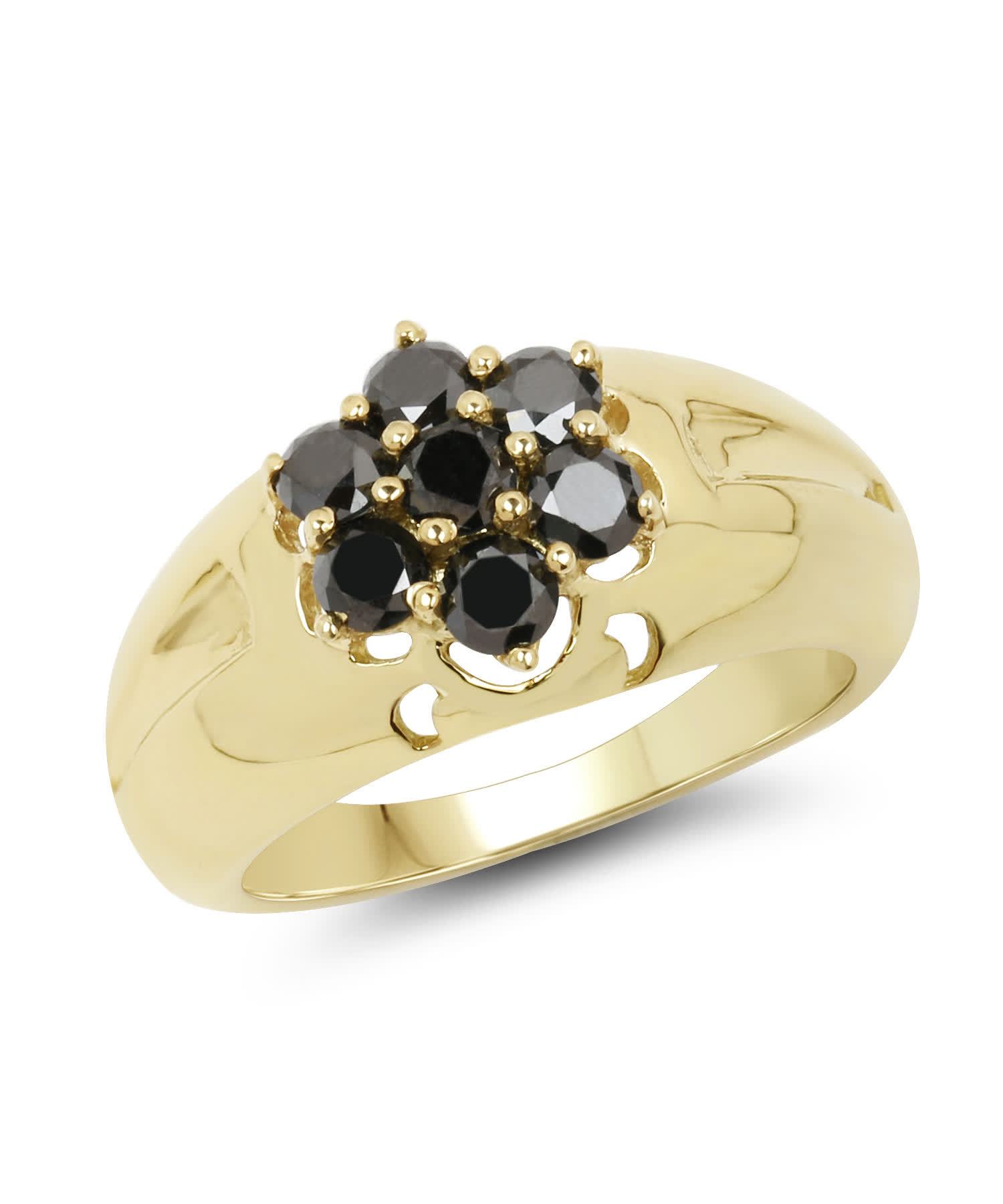 0.98ctw Black Diamond 14k Gold Plated 925 Sterling Silver Ring View 1