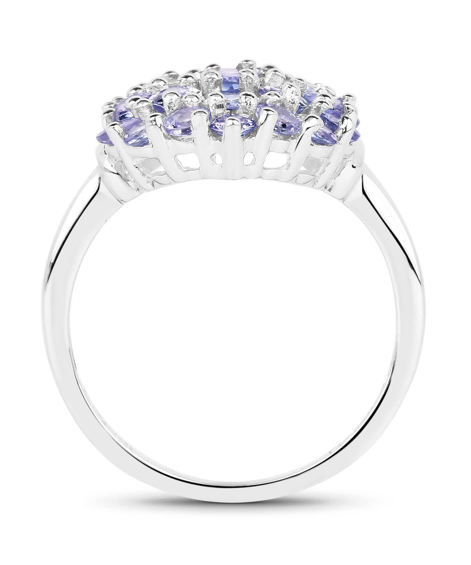 2.31ctw Natural Tanzanite Rhodium Plated 925 Sterling Silver Cluster Right Hand Ring View 2