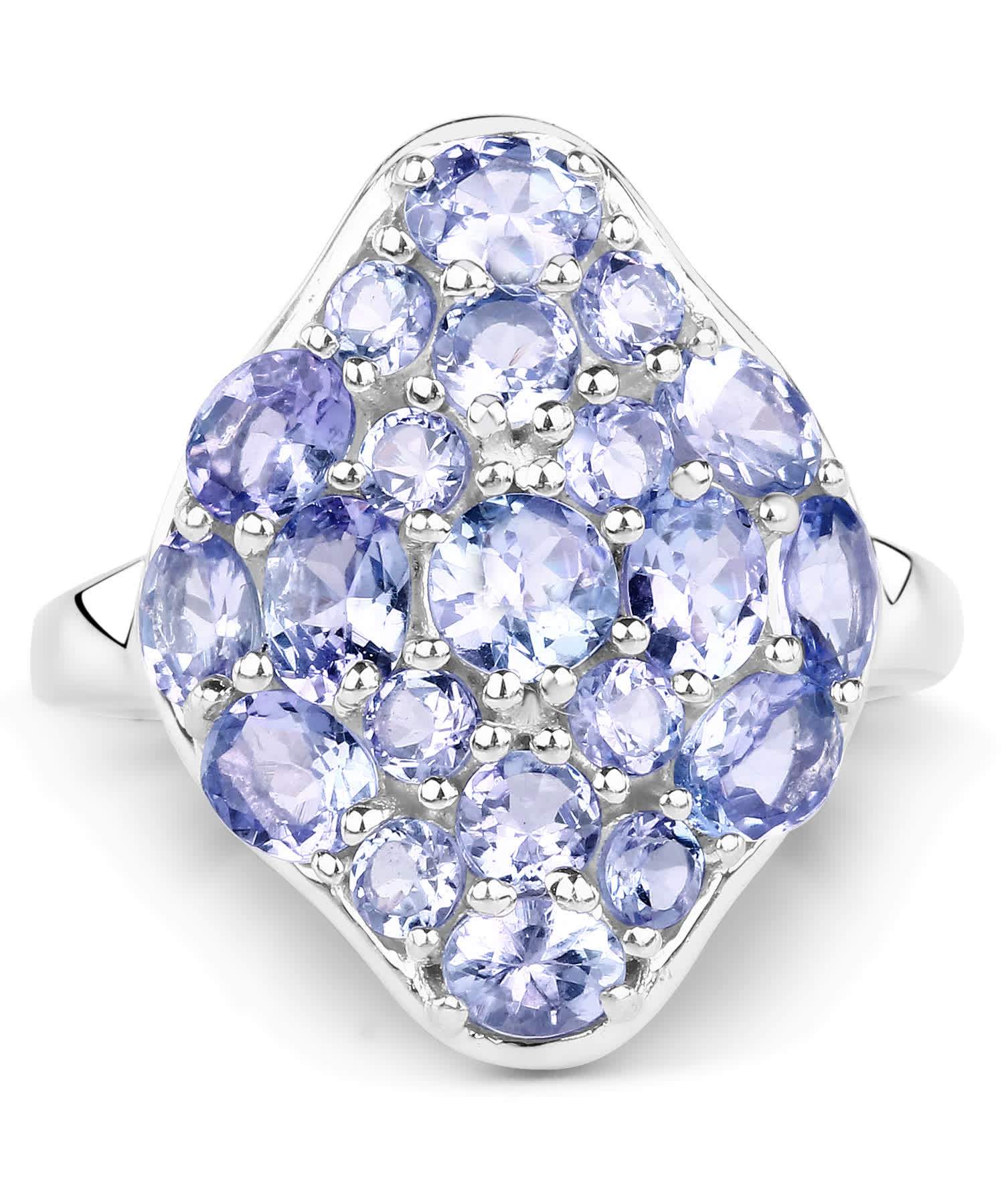 2.69ctw Natural Tanzanite Rhodium Plated 925 Sterling Silver Right Hand Ring View 3