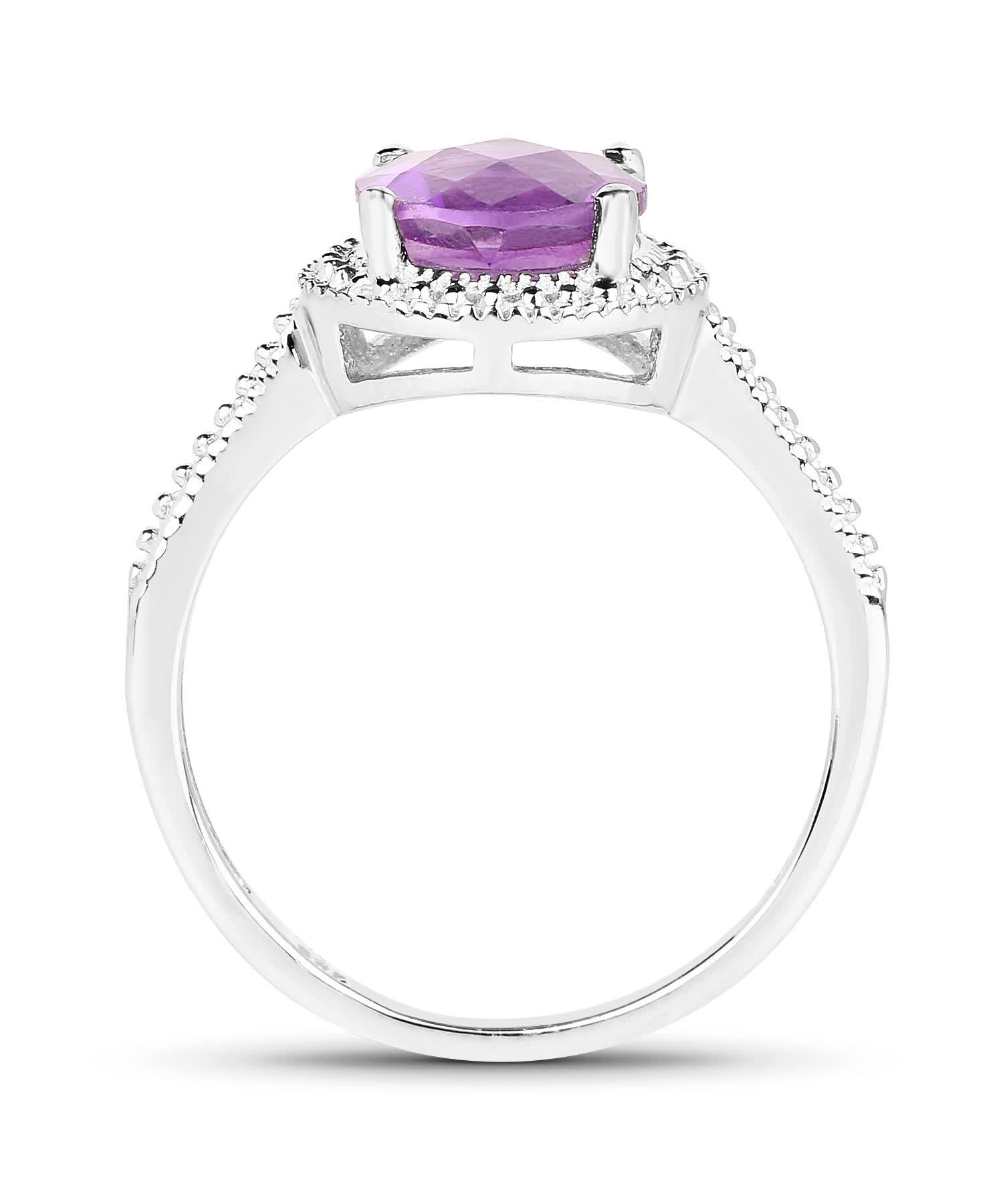 1.76ctw Natural Amethyst Rhodium Plated 925 Sterling Silver Right Hand Ring View 2