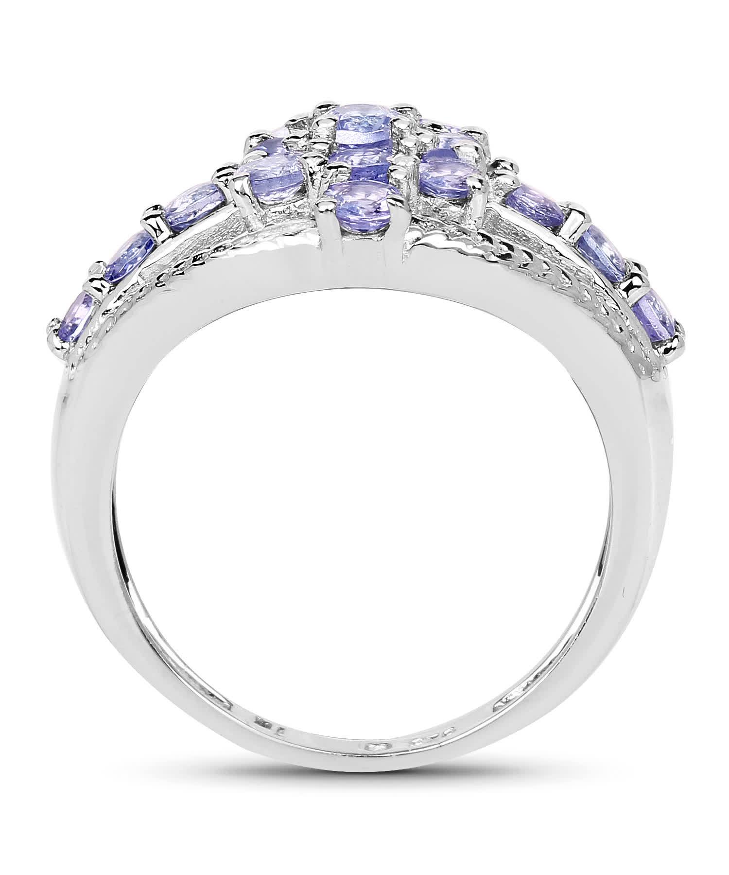 1.28ctw Natural Tanzanite Rhodium Plated Silver Right Hand Ring View 2